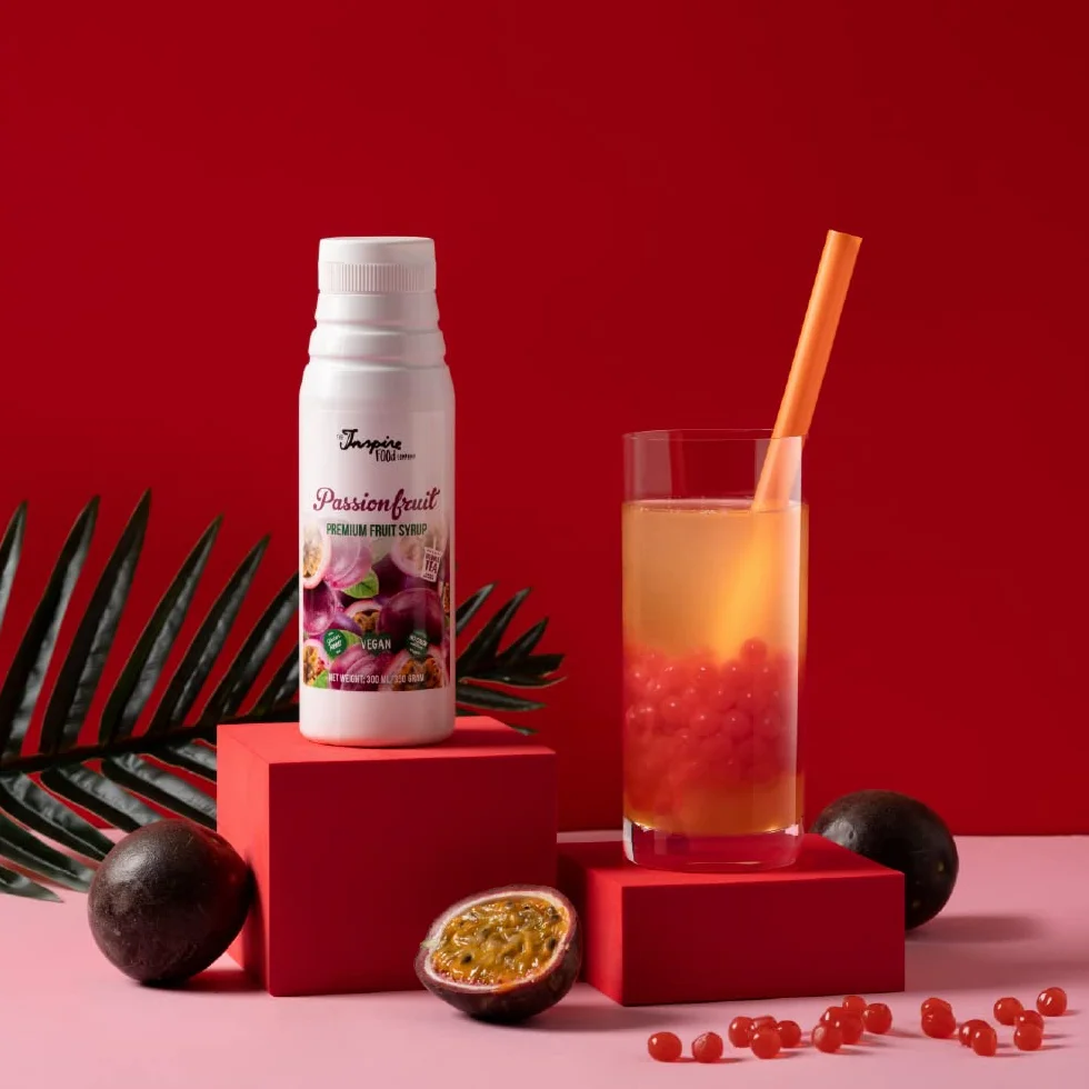 Sirope de Frutas para Bubble Tea Fruta de la pasión 300ml Sin colorantes artificiales Vegano Sin Gluten