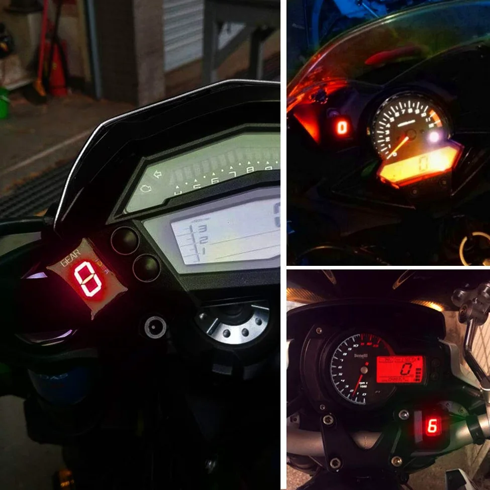 Indicador del engranaje de la motocicleta, Montaje de enchufe de ECU impermeable para motocicleta Indicador LED de 6 Engranajes Pantalla LED