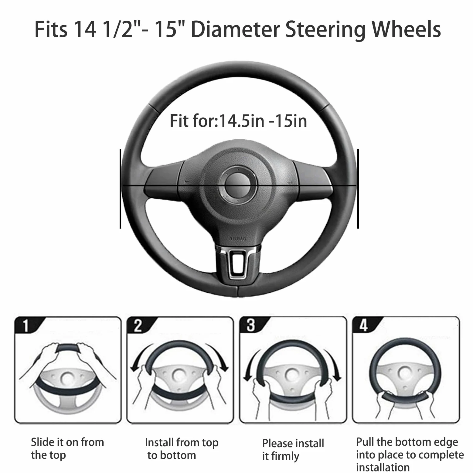 Funda para volante de coche de piel auténtica negra para hombres y mujeres, funda de cuero vacuno, suave, transpirable, antideslizante, funda de volante de lujo, tamaño estándar universal de