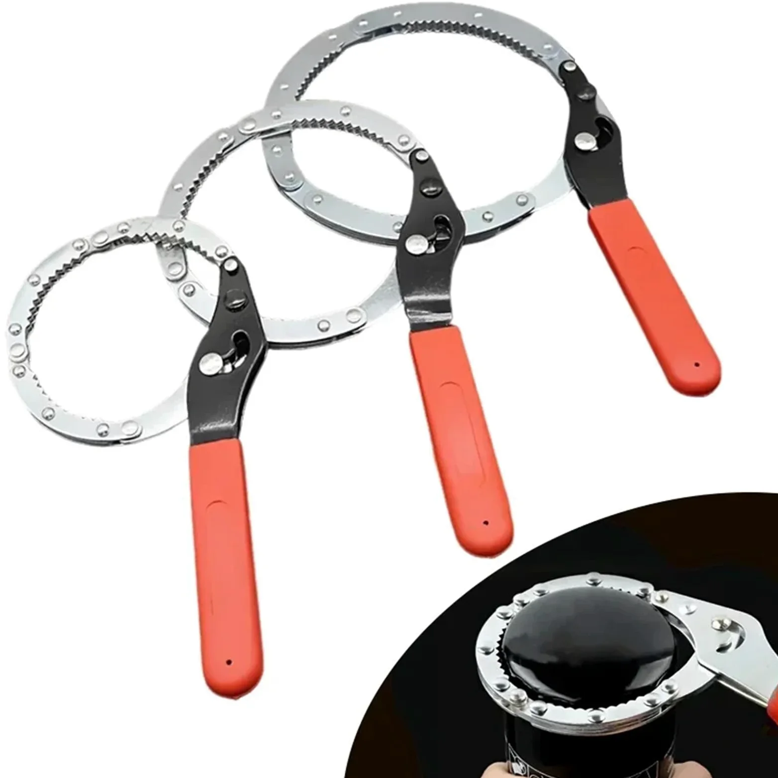 Llave Filtro Aceite Llave for filtro de aceite | Herramienta de extracción antideslizante de acero inoxidable ajustable for automóvil(3 pack)