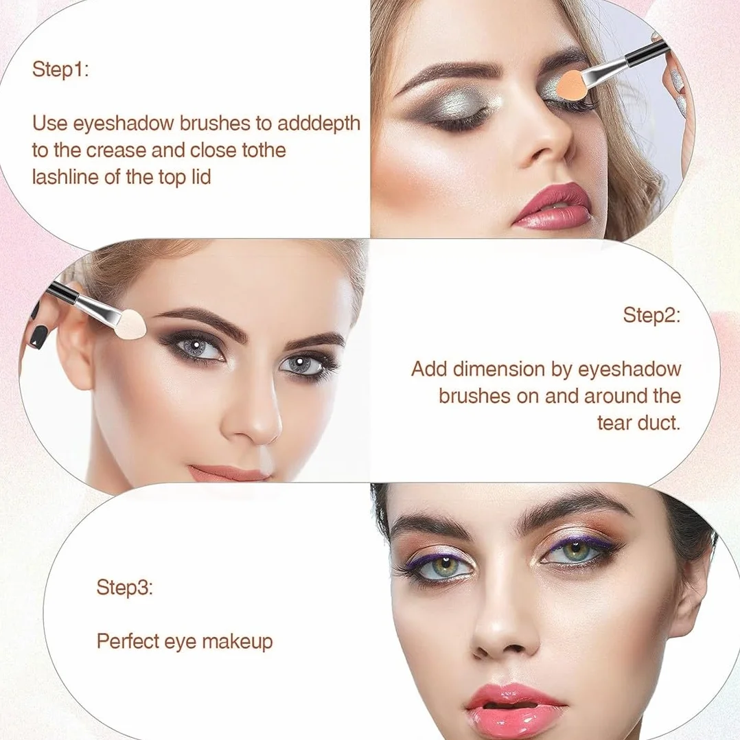 Aplicador de Maquillaje Doble Punta, Sombra para Ojos, Mini Esponja, 20 Piezas