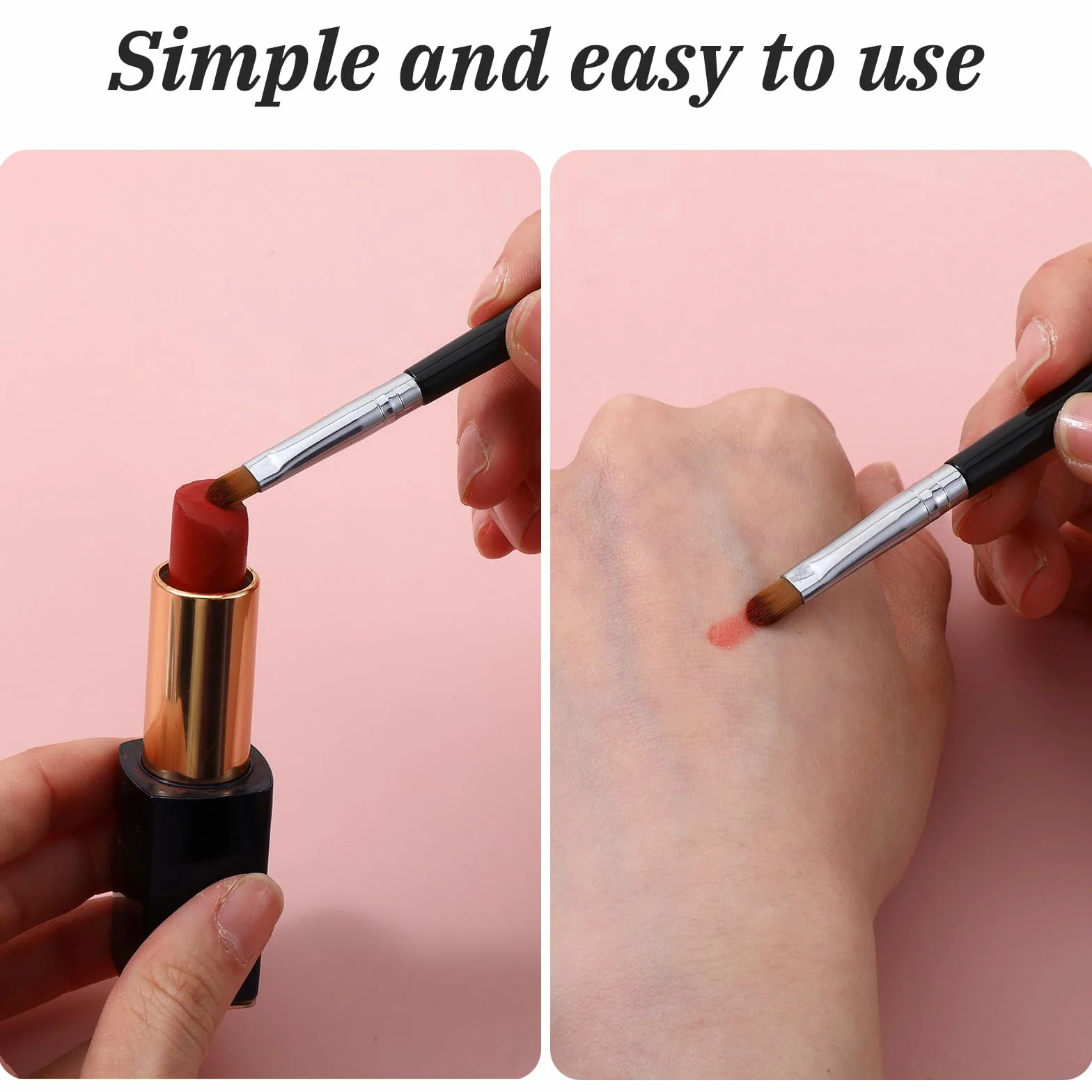 Pinceles de labios retráctiles plateados para pintalabios de viaje