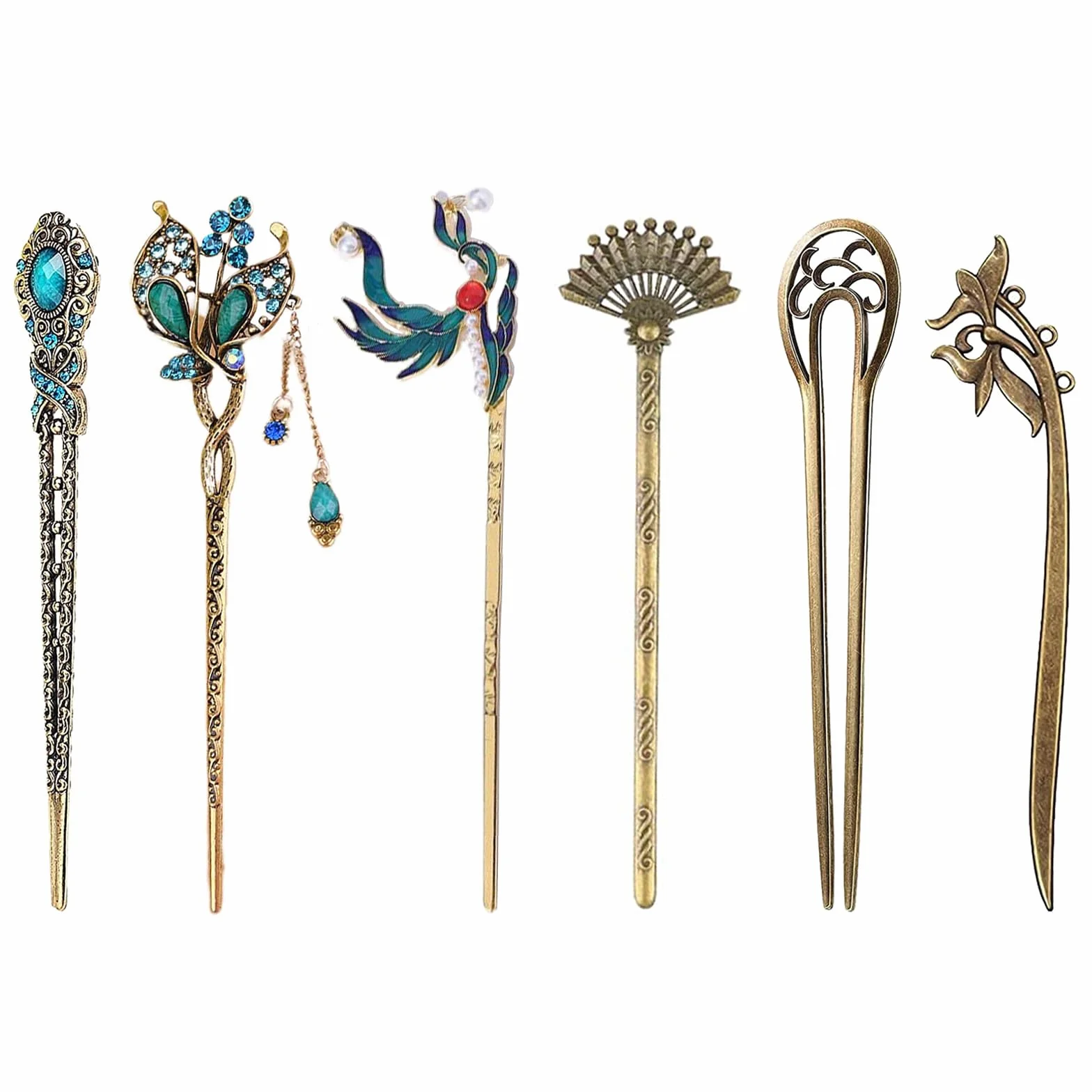 Palillos de Metal para el Pelo Elegante Vintage, Horquillas Chino Retro para Mujeres Niñas
