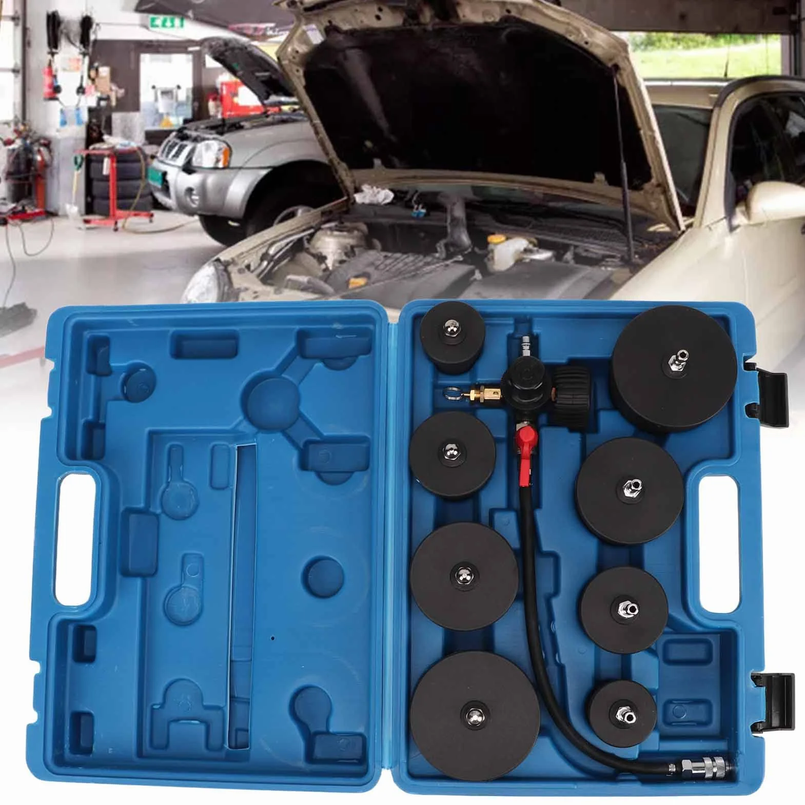 Juego de Probador de Fugas del Sistema Turbo, Probador de Fugas del Sistema Turbo Kit de Prueba de Fugas de Refuerzo de Presión de Aire del Turbocompresor con Probador de Manómetro