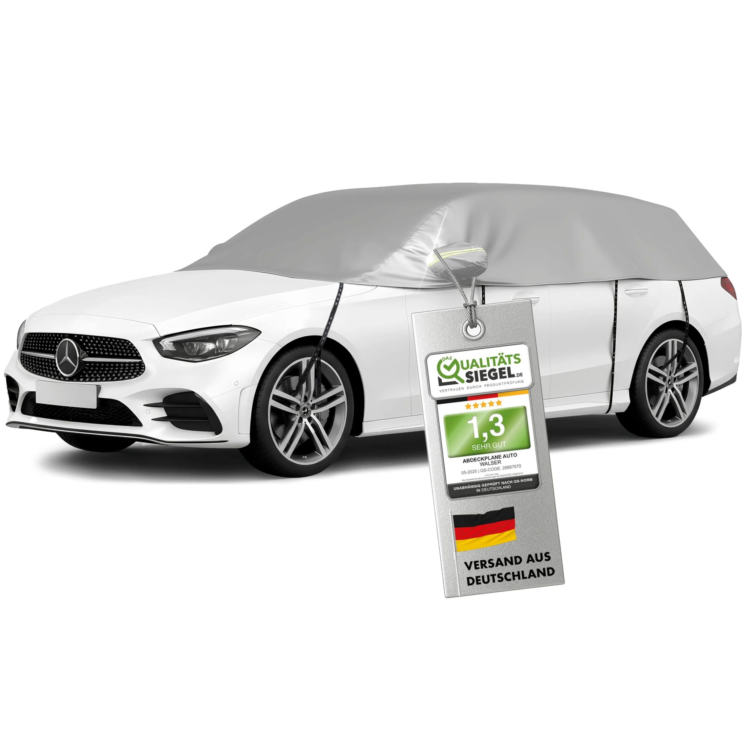 WALSER Lona para coche All Weather, 100% Lona impermeable para coche, cubierta semicubierta Talla 6 Combi plata