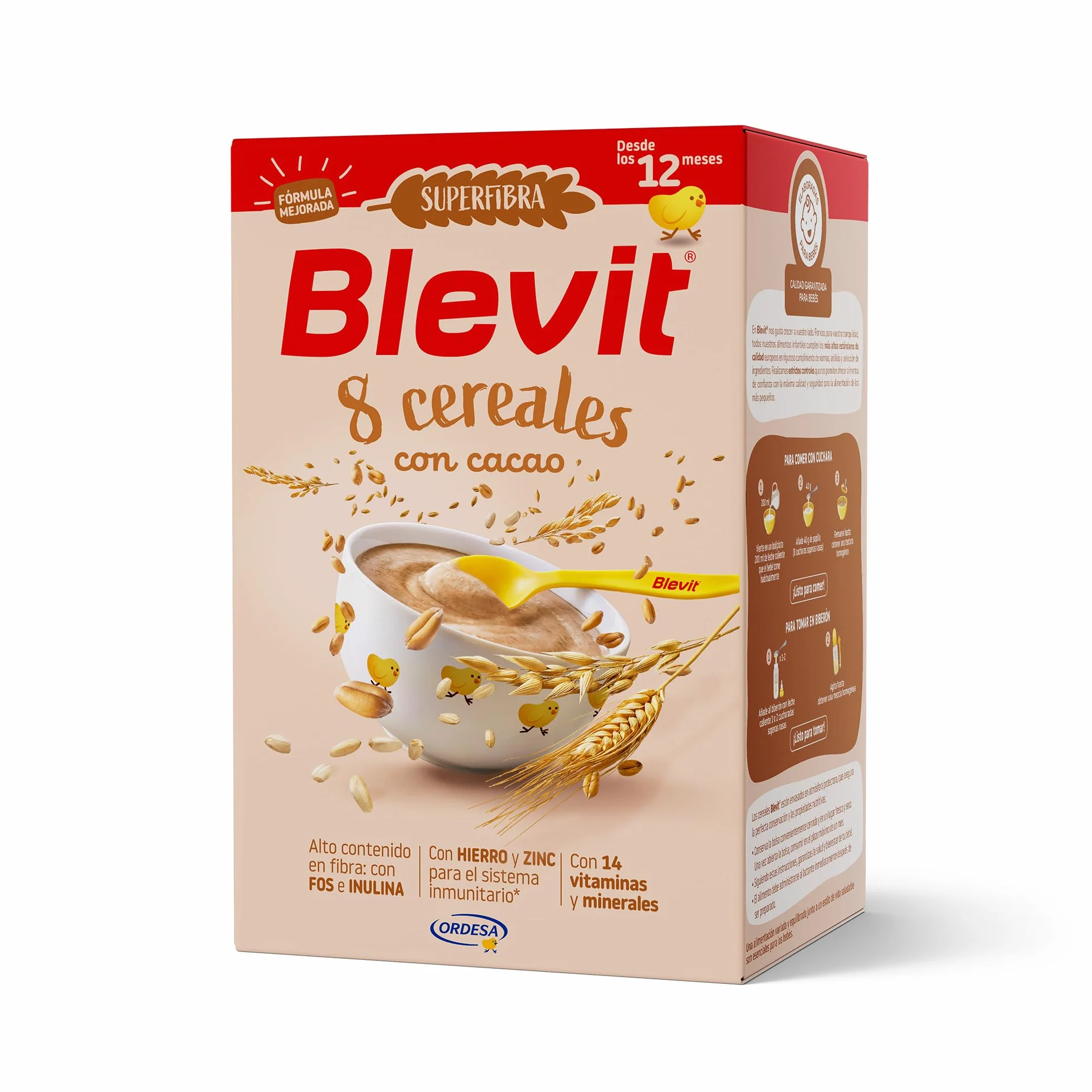 Blevit Superfibra 8 Cereales con Cacao 500g Papilla para Bebé desde 12 Meses