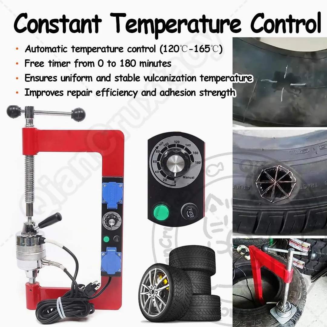 Kit de vulcanizador automático de neumáticos y máquina de reparación de calefacción con control de temperatura constante y temporizador programable para reparaciones eficientes de neumáticos