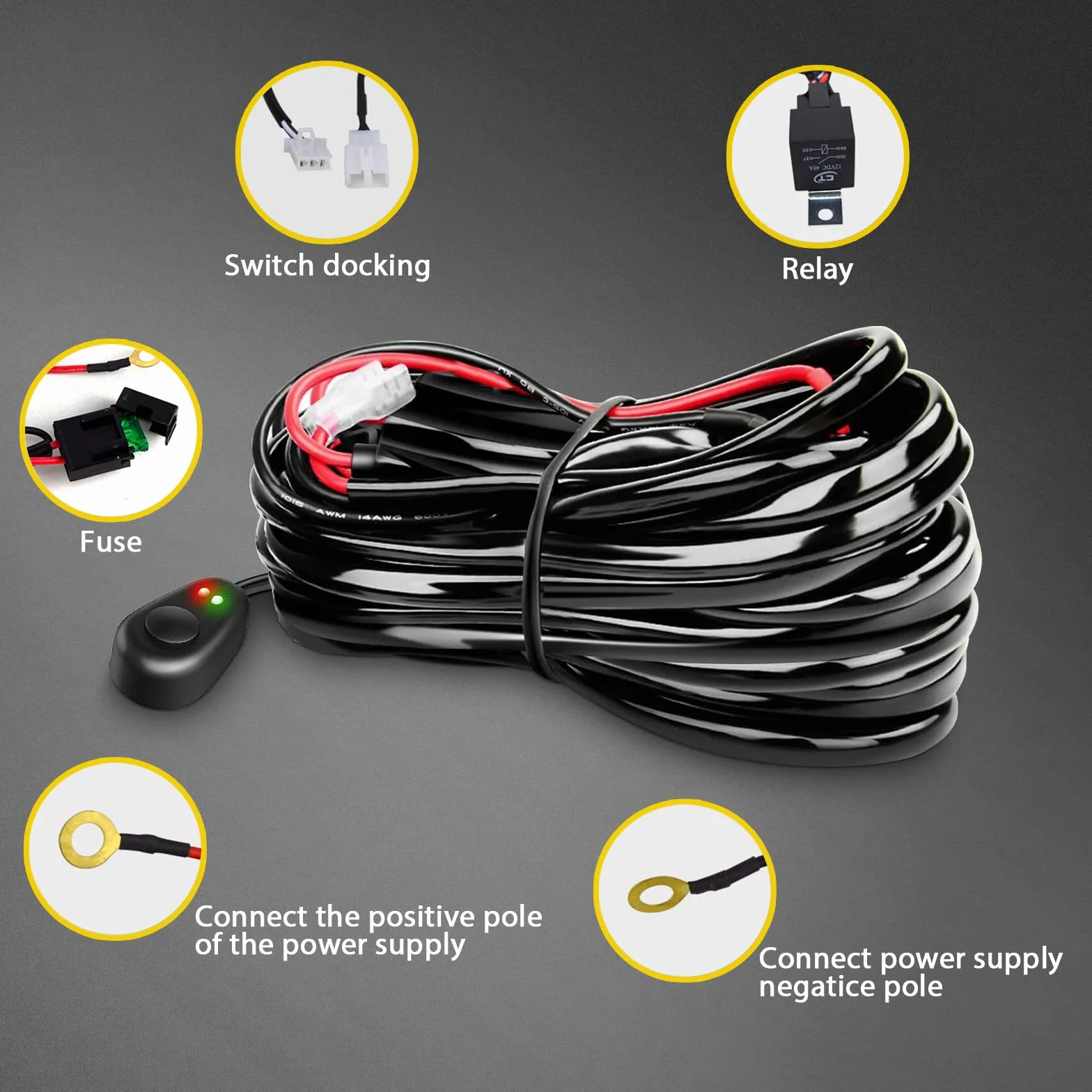 RIGIDON 2 Pcs Faro de trabajo led, 7 pulgadas 120W focos todoterreno y 12V kit de cableado soporte de matrícula y soporte de montaje para off road camión coche tractor ATV SUV 4x4, 6000K Spotlight