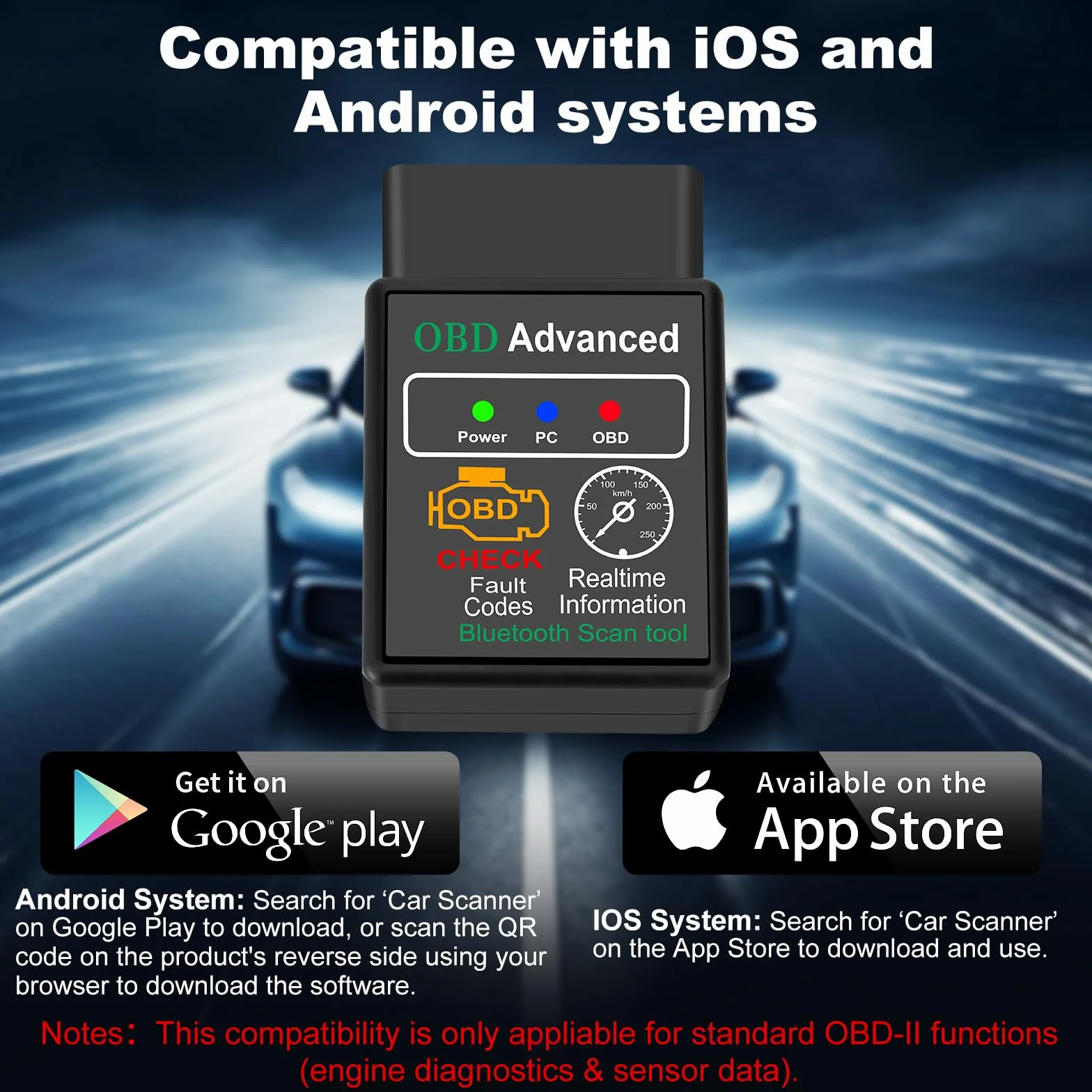 OBD2 Diagnosis ELM 327, Diagnosis Coche Multimarca, Maquina Diagnosis Coche con Múltiples Protocolos, Escaner para Coches para iOS, Android y Windows. Para Vehículos Fabricados Después de 1996.