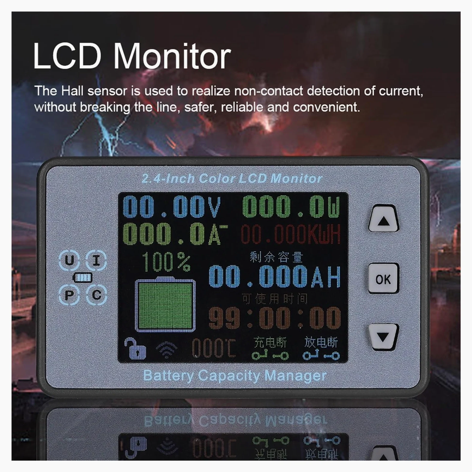 Comprobador de Batería, Coulómetro de batería VAC8810F 300A, amperímetro inalámbrico, voltímetro, Detector de potencia de batería, probador de capacidad de batería, Monitor de batería(Waterproof Cover