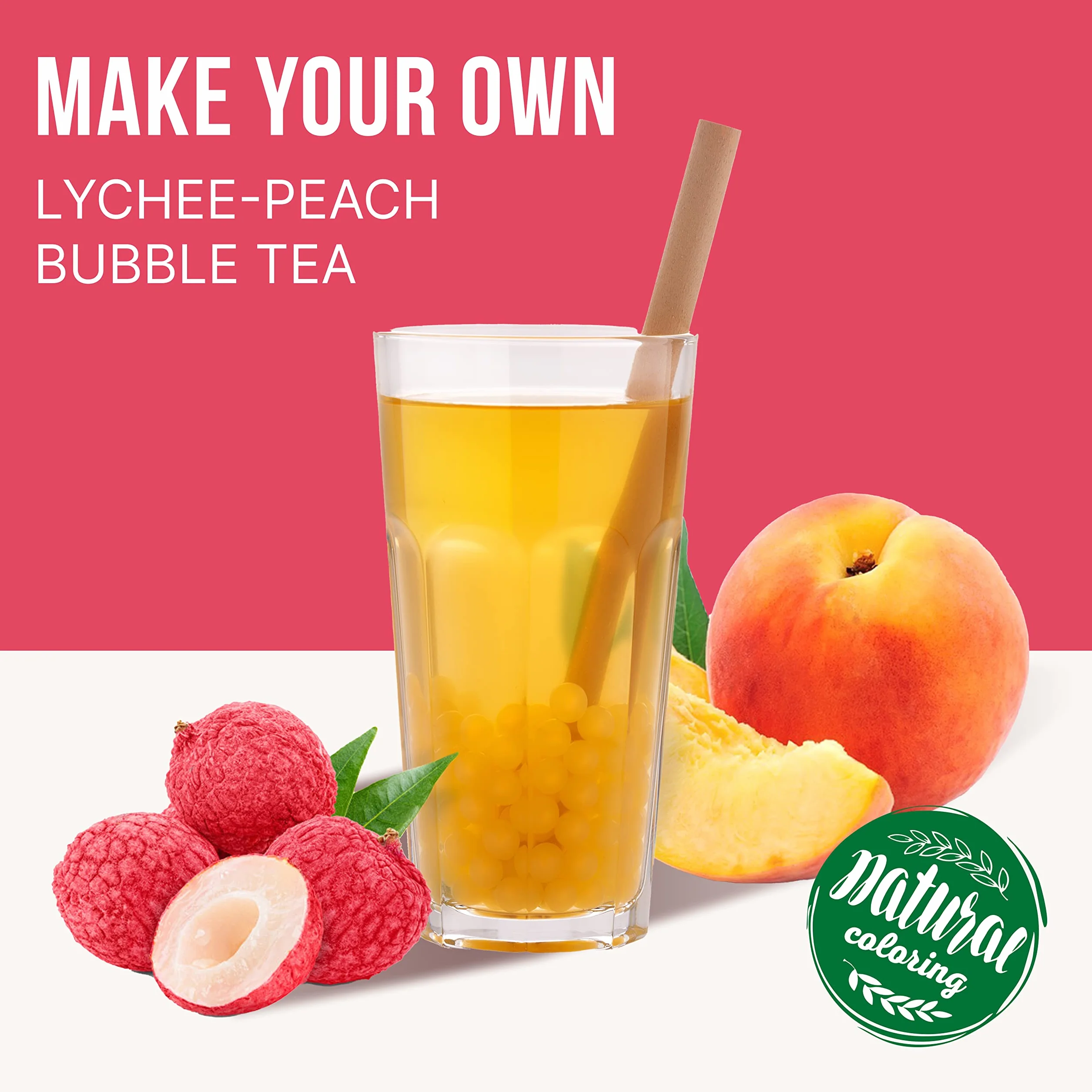 INSPIRE FOOD Bubble Tea Pearls Set 450g Strawberry Popping Boba Green Apple Syrup 300ml