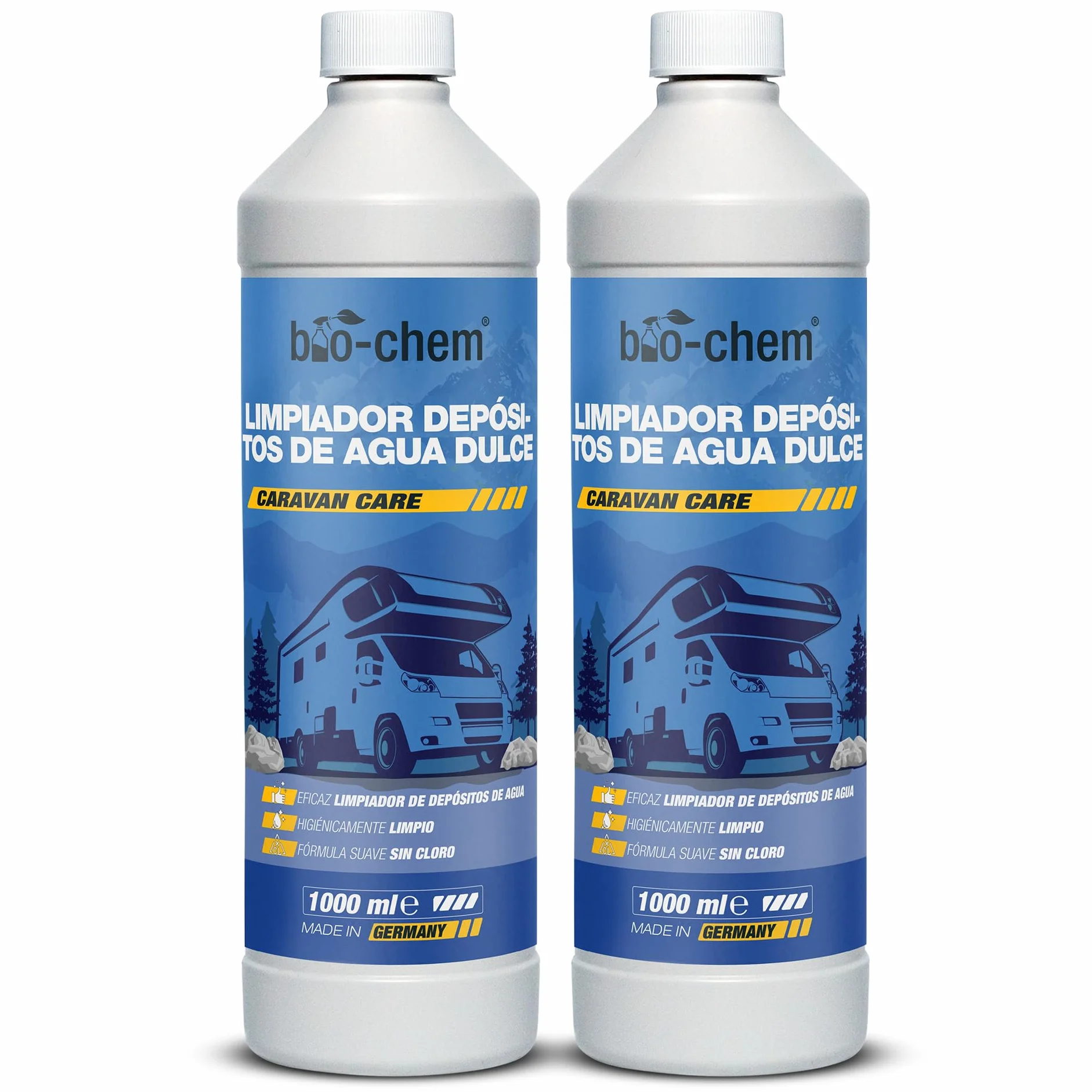 bio-chem - Limpiador de depósitos de Agua Dulce 2 x 1L - Mantenimiento de depósitos de caravanas y autocaravanas - Productos y Accesorios para campistas
