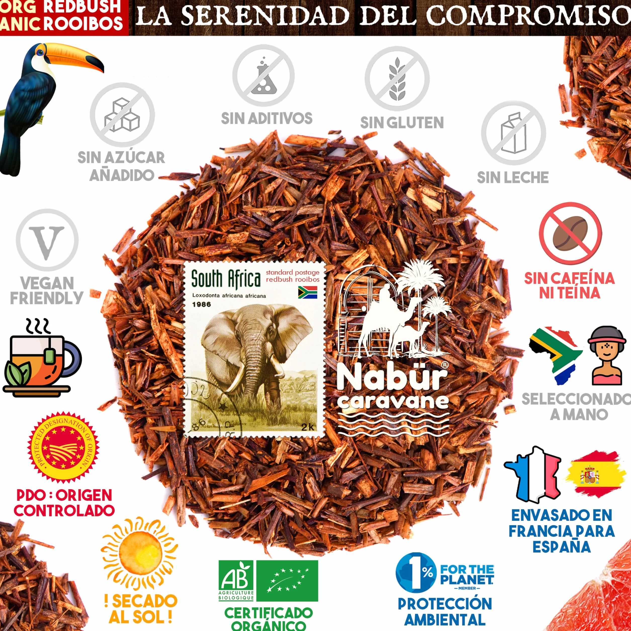 Rooibos Biologico Sfuso Bio 200g Tè Rosso Antiossidante 0% Teina Caffeina Nabür