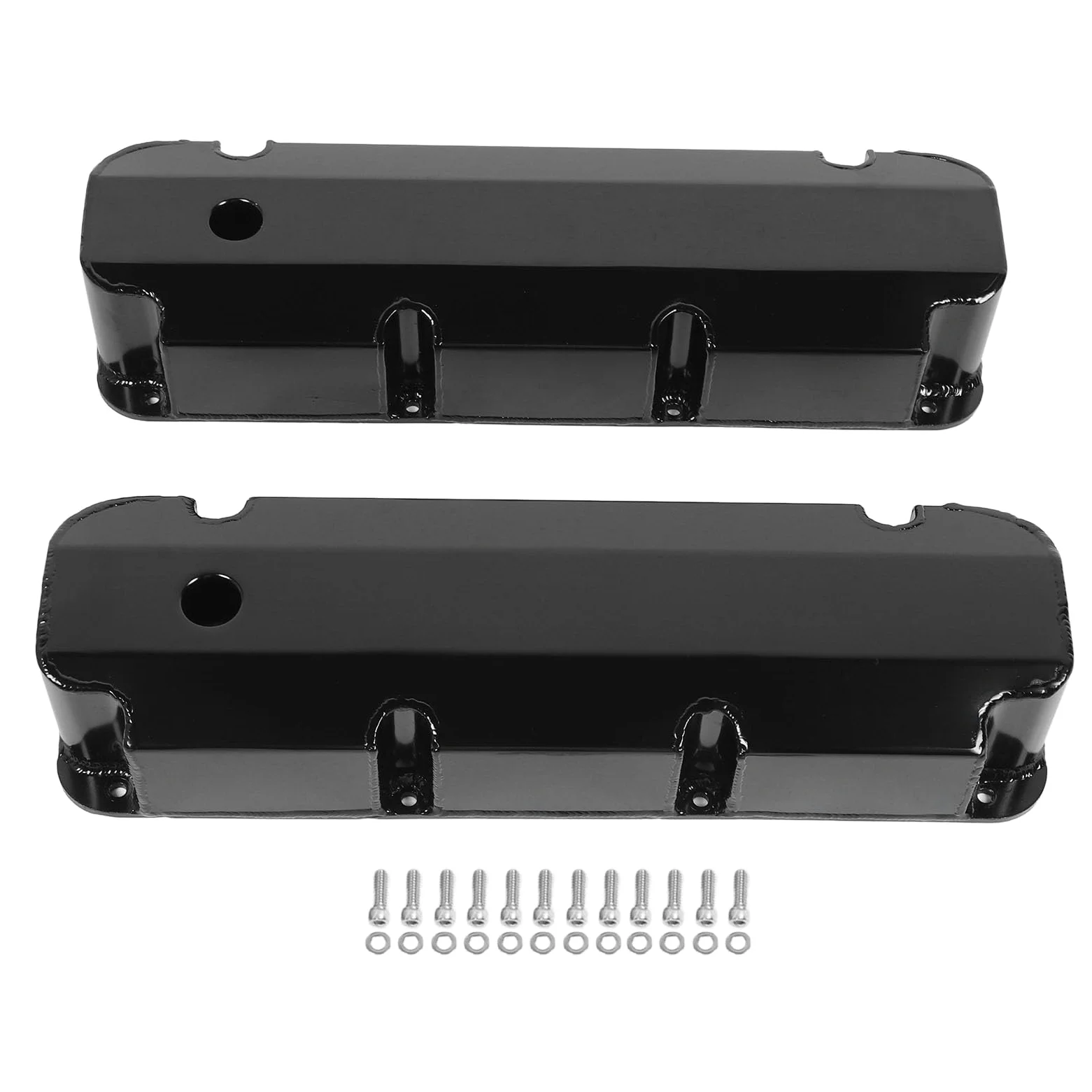 Tapa de válvula de motor de automóvil Tapa de válvula duradera de aleación de aluminio con orificio Sellado perfecto para motores Big Block V8 429 460 1968 y posteriores E41363BC (Negra)