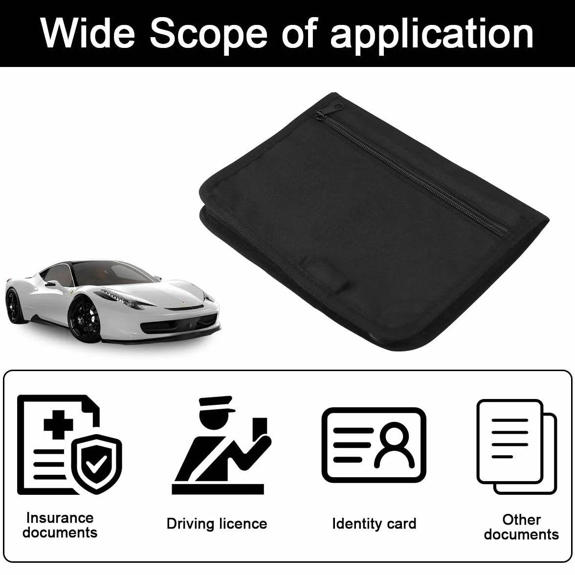 Carpeta de Coche Organizador de Guantera, Organizador Portátil de Documentos Bolsa de Almacenamiento de Documentos para Gafas de Sol, Tarjeta de Identificación