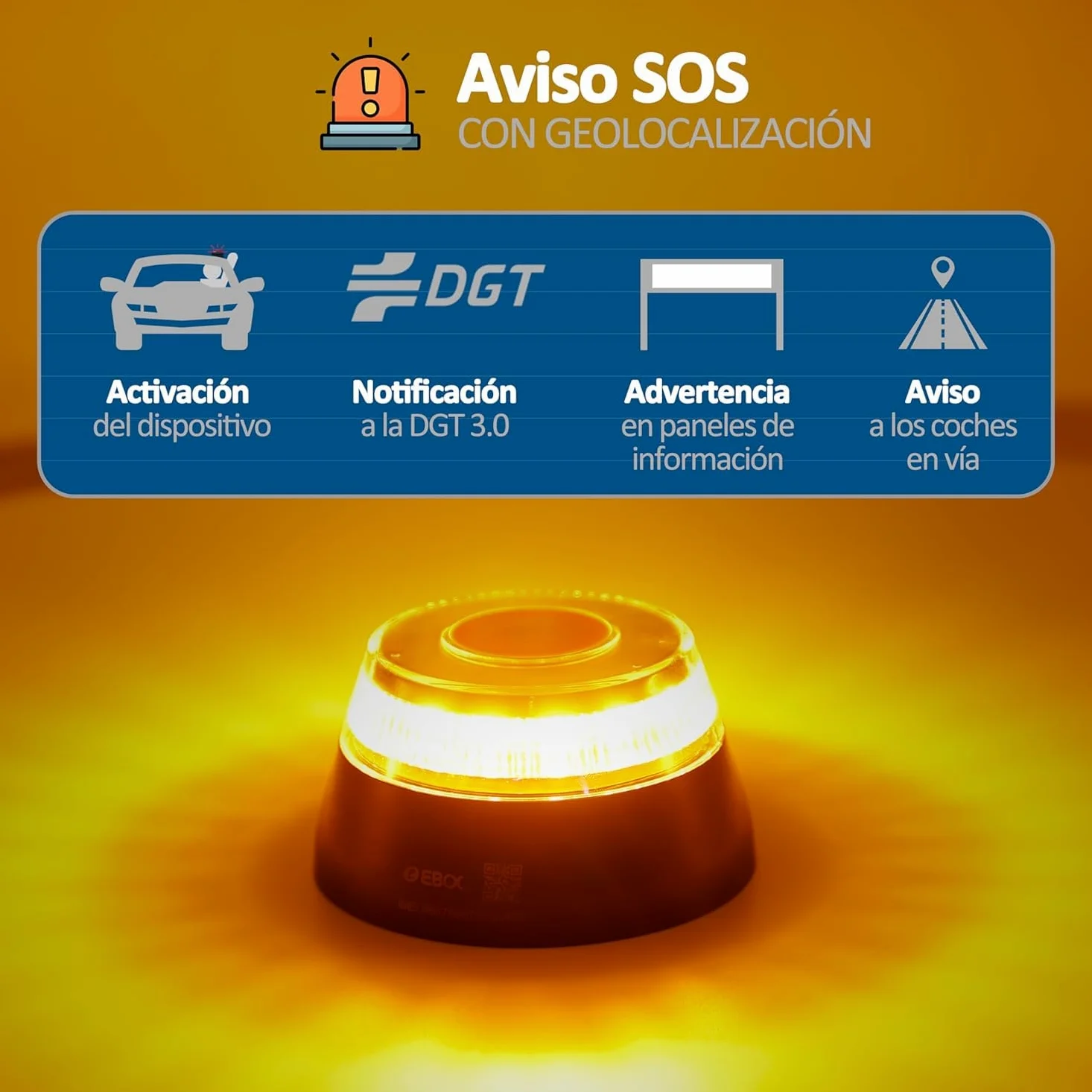 Luz Emergencia V16 Homologada DGT aprovada con Geolocalización, Baliza Coche Conectada DGT 3.0, Datos Incluidos hasta 2038, Kit de Emergencia para coche, obligatoria 2026!