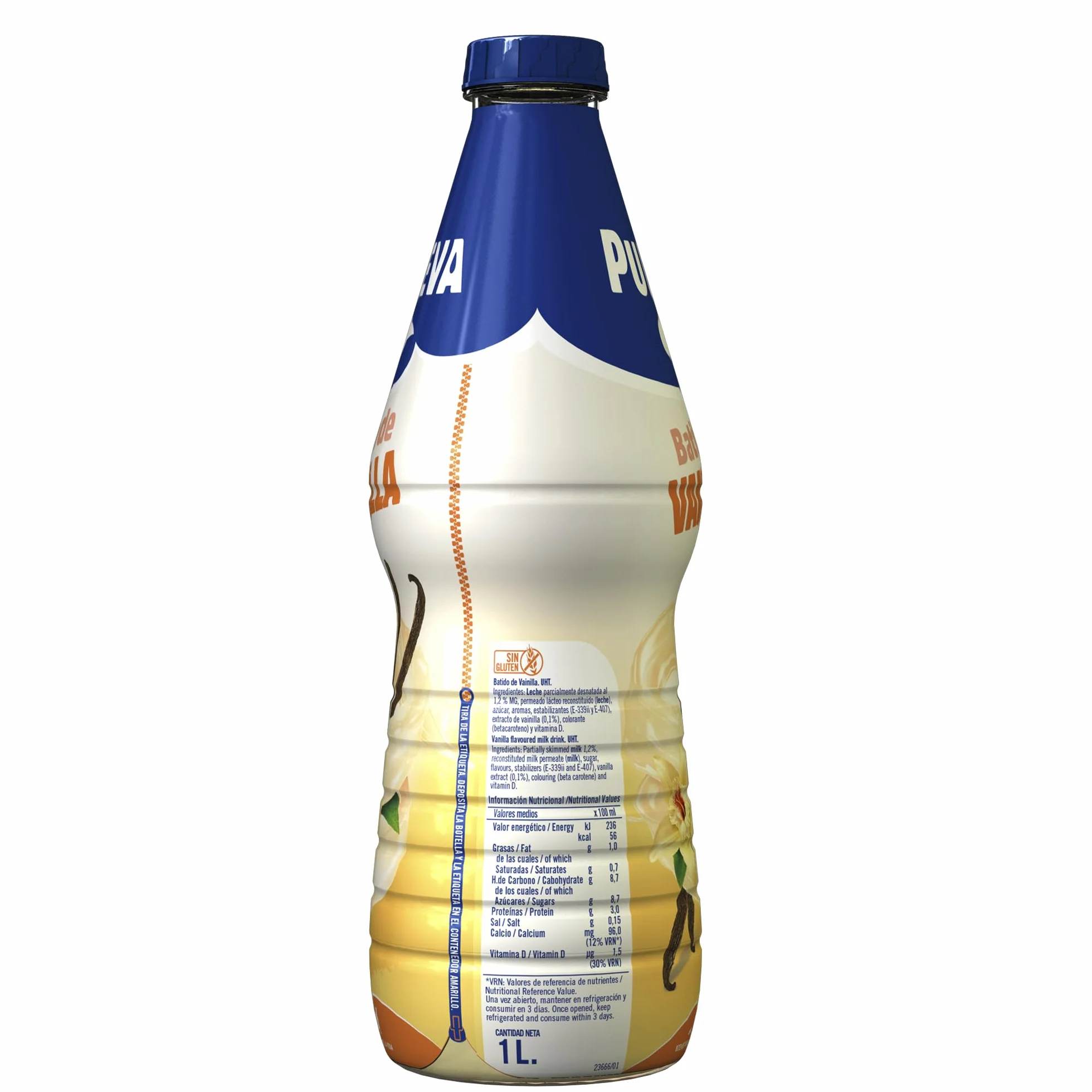 Puleva Batido de Vainilla, Rico en Calcio, Proteínas y Vitamina D, Sin Gluten, Bebida Láctea 1 L