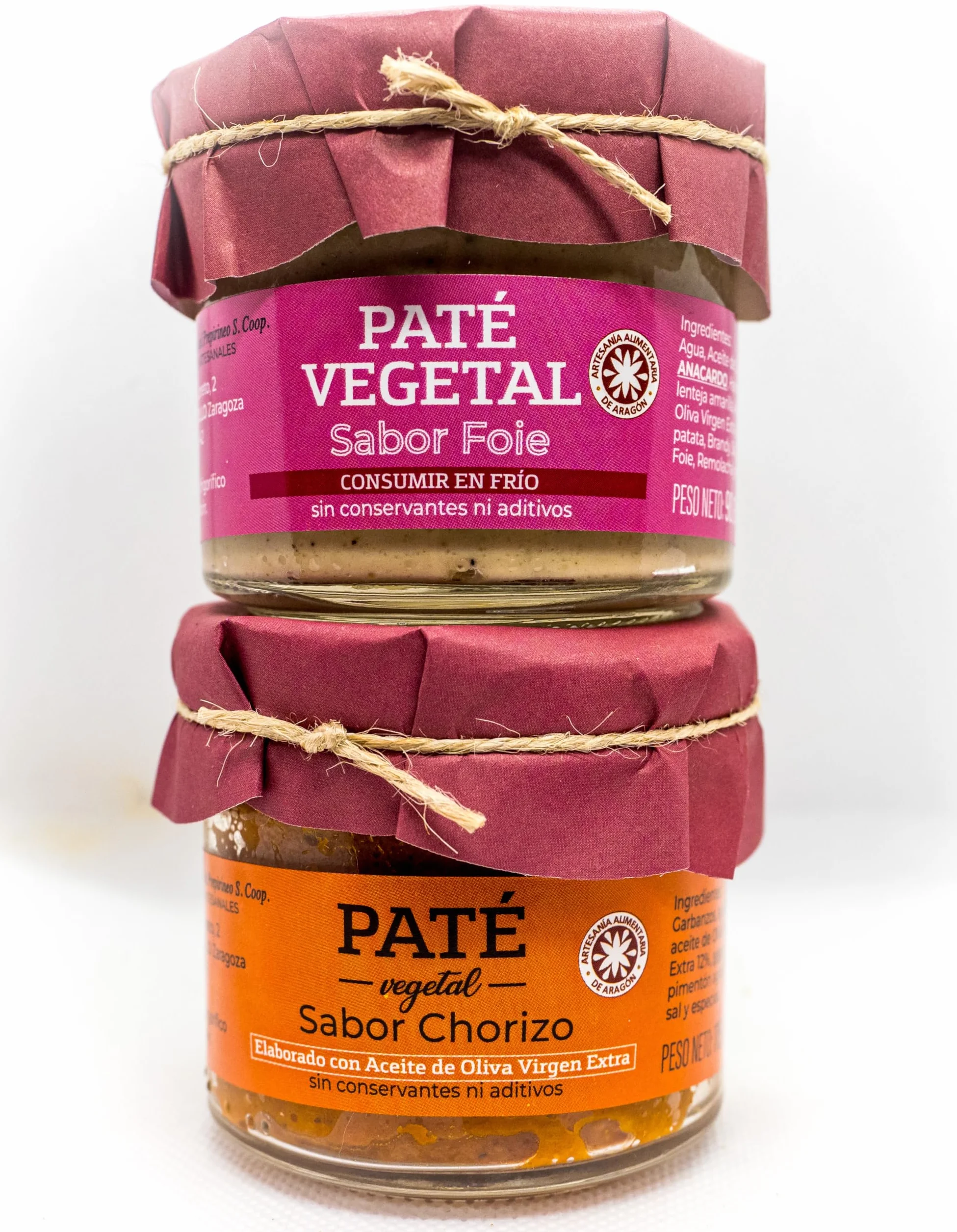 Paté Vegetal Sabor Foie y Chorizo - Pack 2 Unidades - 100% Vegano - Aceite de Oliva Virgen Extra