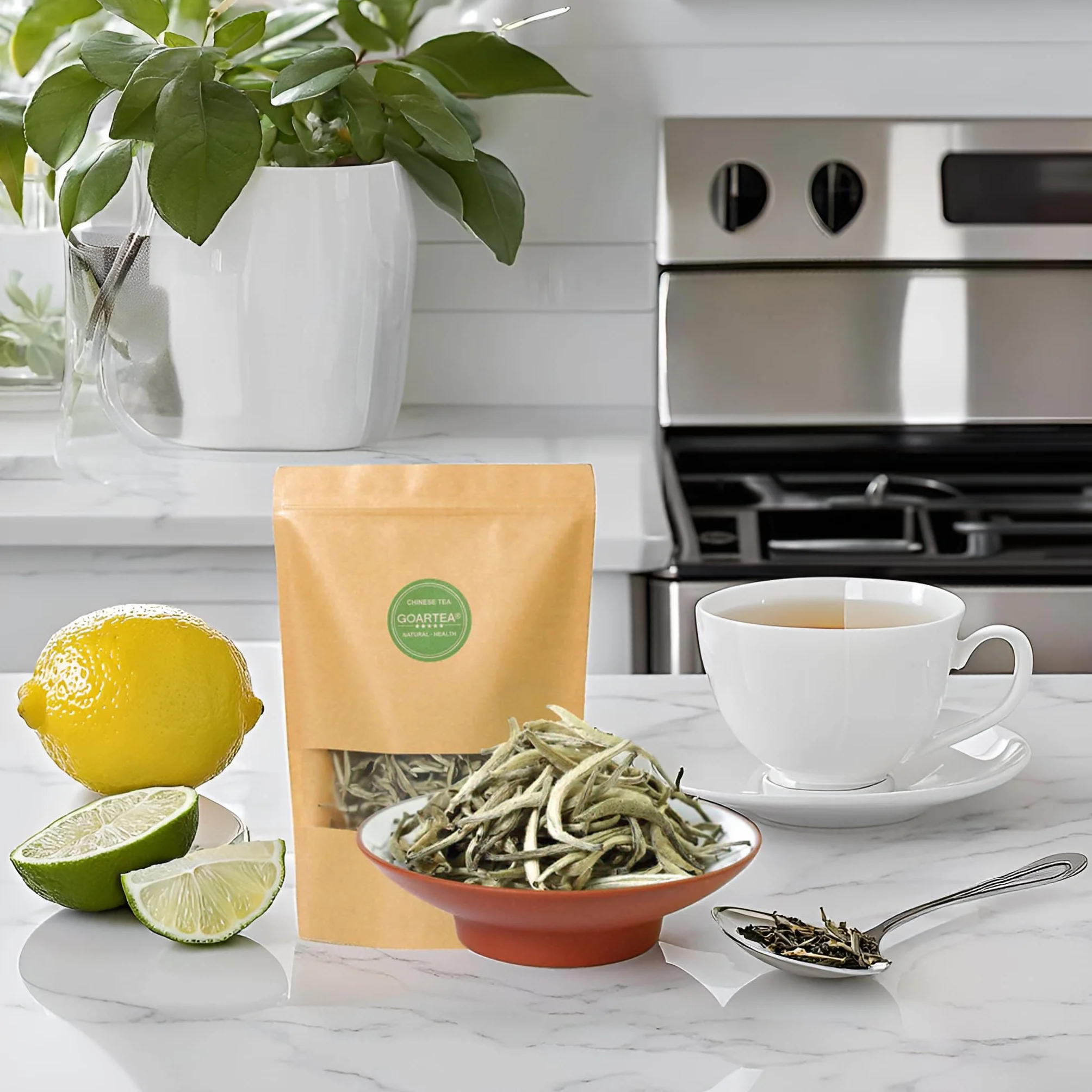 GOARTEA Premium Silver Needle White Tea Baihao Yinzhen Loose Leaf 250g Total