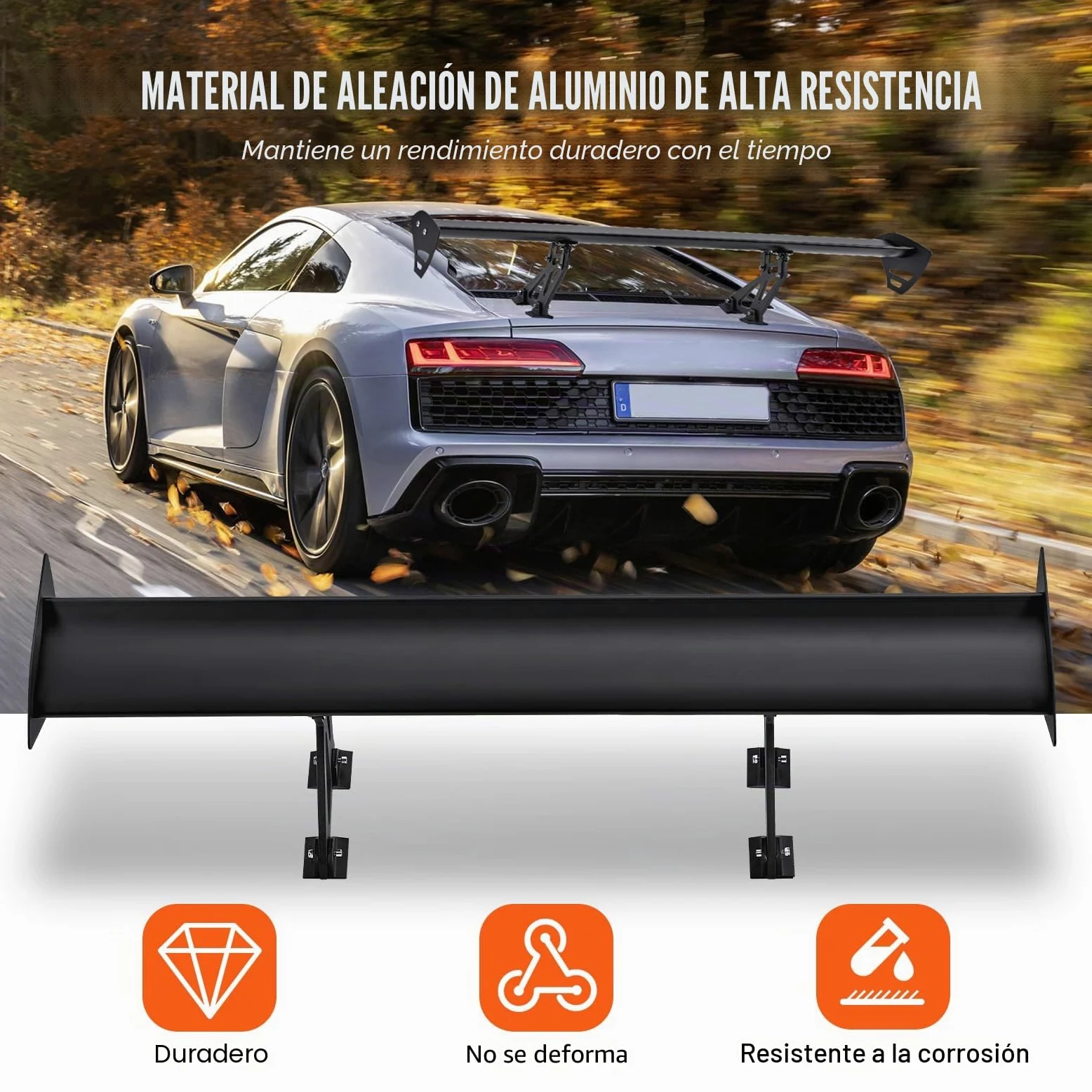 VEVOR GT Wing - Alerón universal de 43.3 pulgadas con cubierta única, aluminio ligero ajustable, alerón trasero para coches y carreras BGW/JDM Drift negro