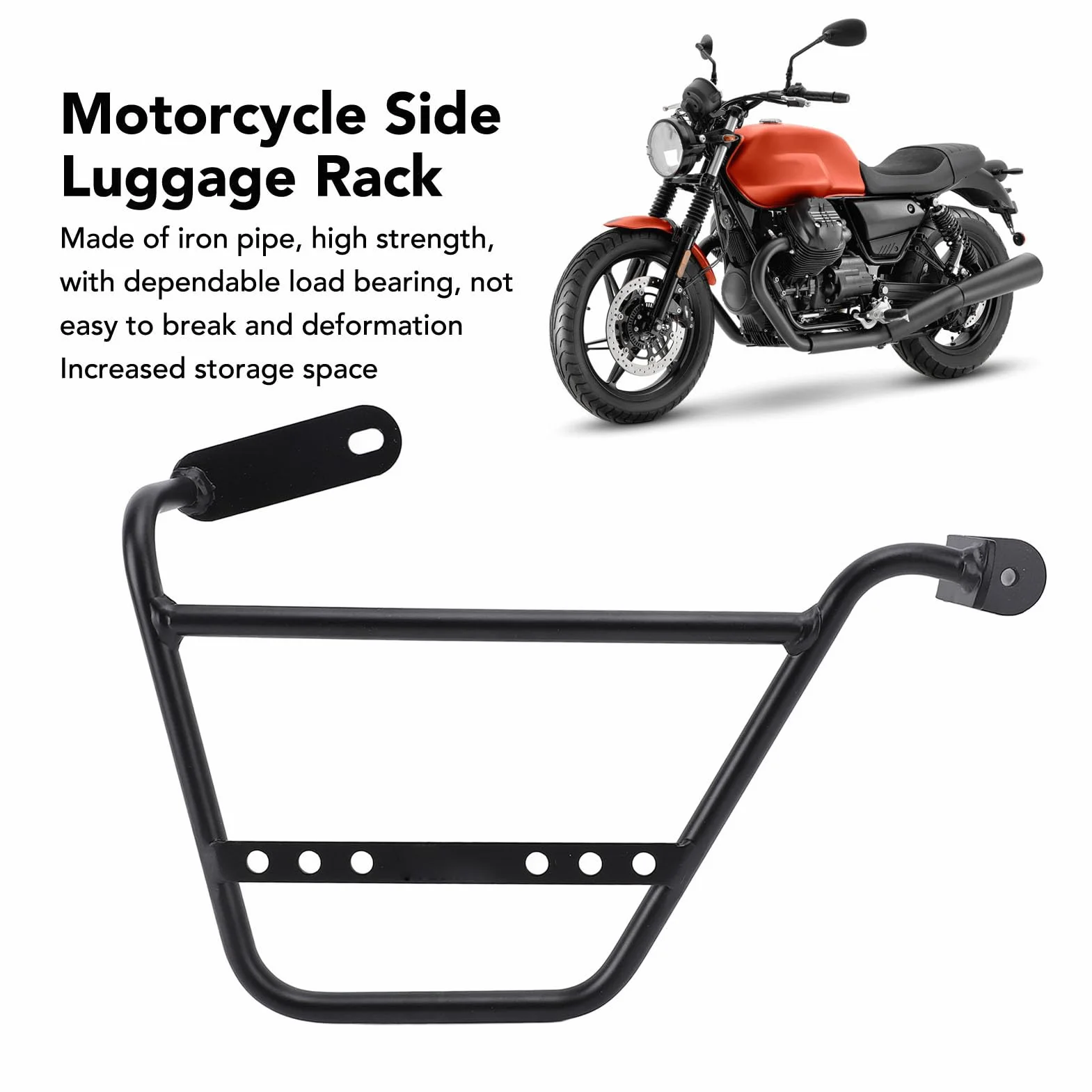 Pastel de Equipaje Lateral de la Motocicleta: Soporte de Soporte de Tubo de Hierro de 12 Mm Fuerte para V7 Stone Special, Classic Trofeo y (Derecha: MV834 BBZJ)