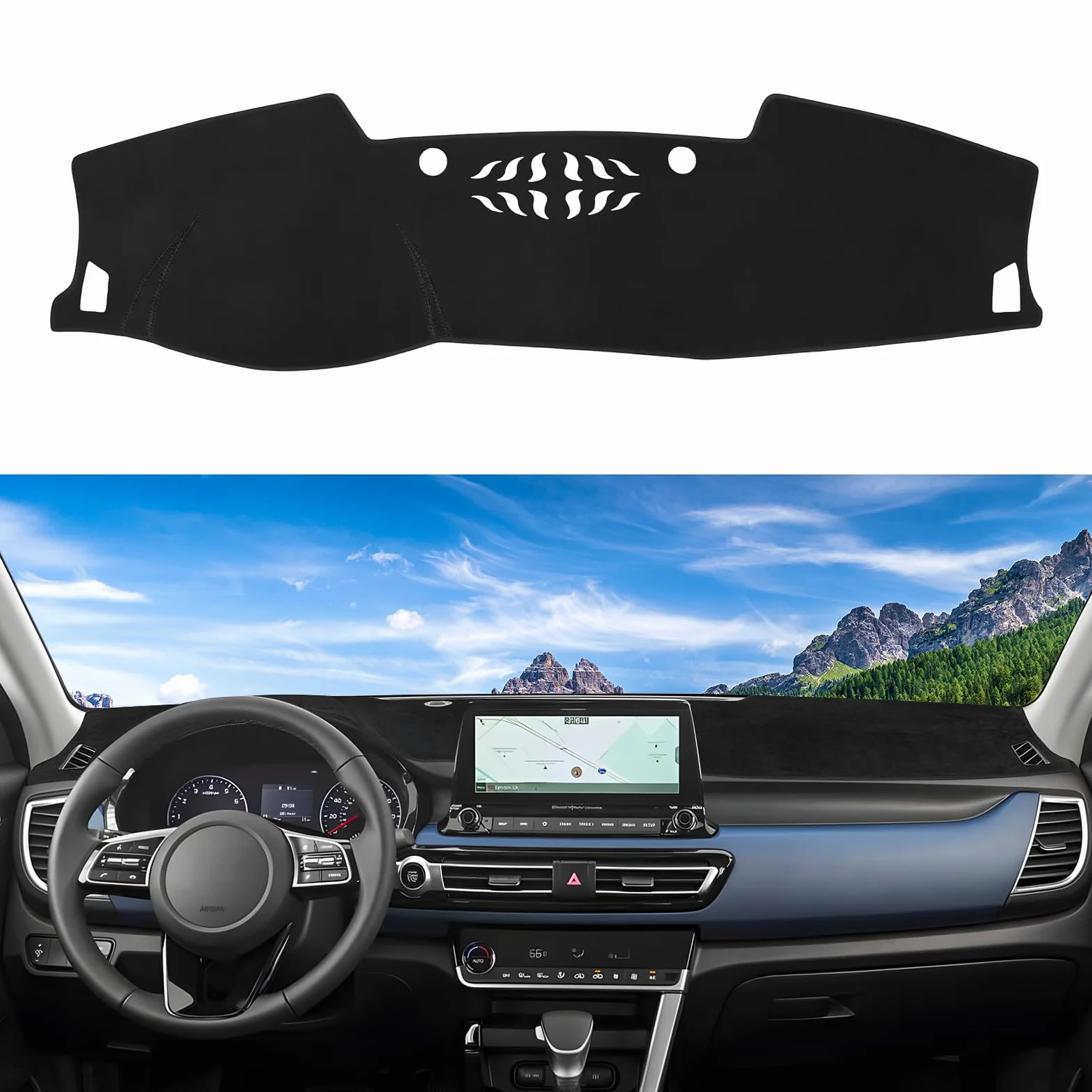 Alfombrilla para salpicadero de Coche de Ajuste Personalizado para Kia Seltos 2021-2023 2024, Cubierta Antideslizante para salpicadero, Protector contra el Sol, Color Negro