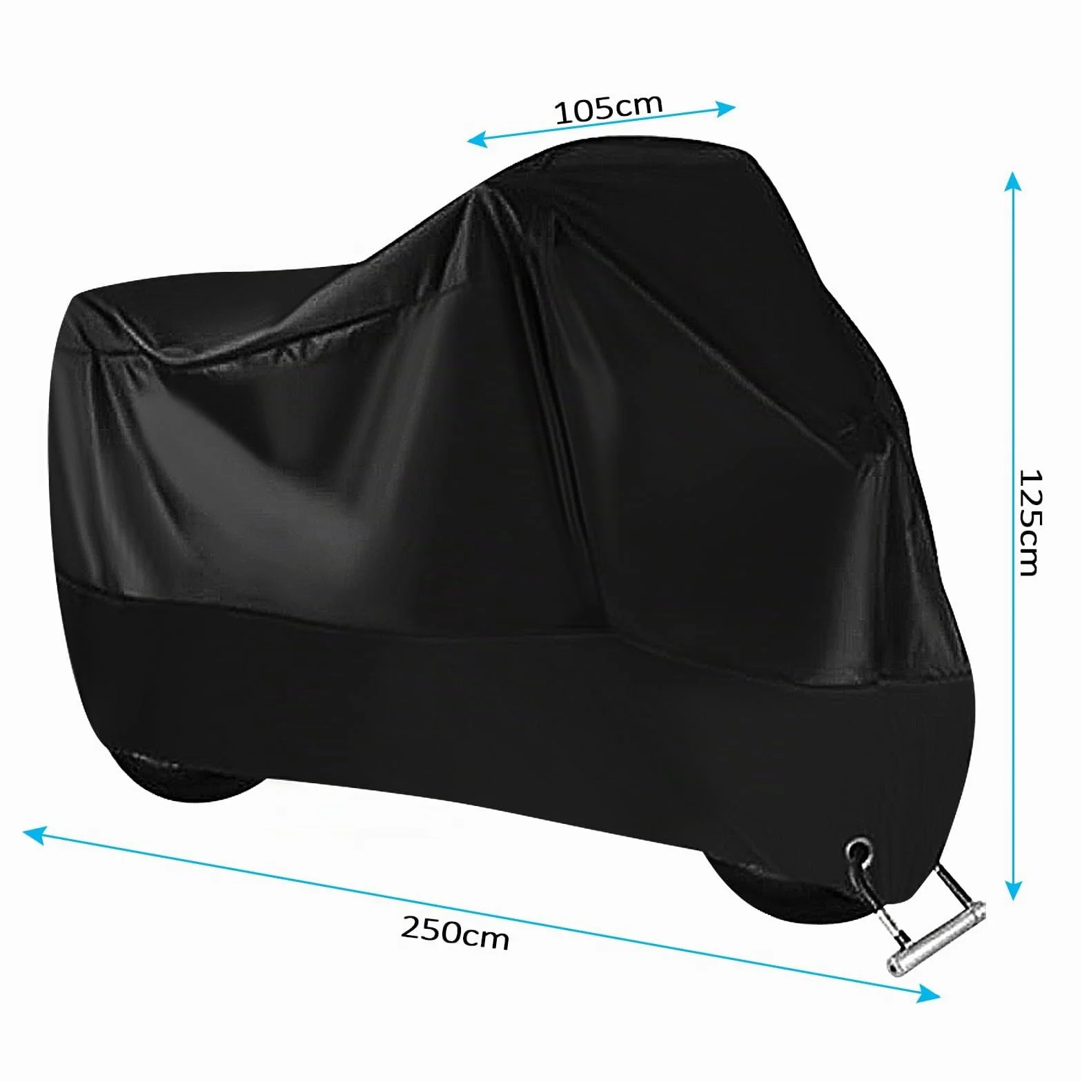 Mesybveo Funda para Moto, 190T Poliester Funda Moto Exterior Impermeable, Cubre Moto con Agujeros de Bloqueo, Toldo Cubierta Motocicleta Lluvia Antipolvo, Protección UV e Impermeable(245x105x125cm)