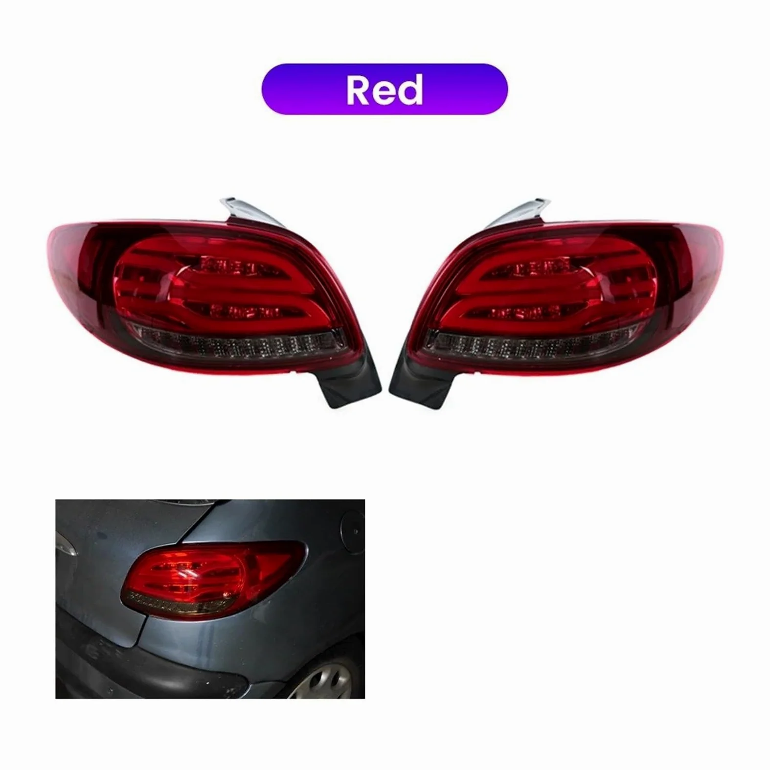 Faros Traseros Para Peugeot 206 2004-2008 2 Luces Traseras LED Lámpara DRL Freno Marcha Atrás Antiniebla Conjunto De Para Coche Plug And Play Piloto Trasero Coche(Light Black)