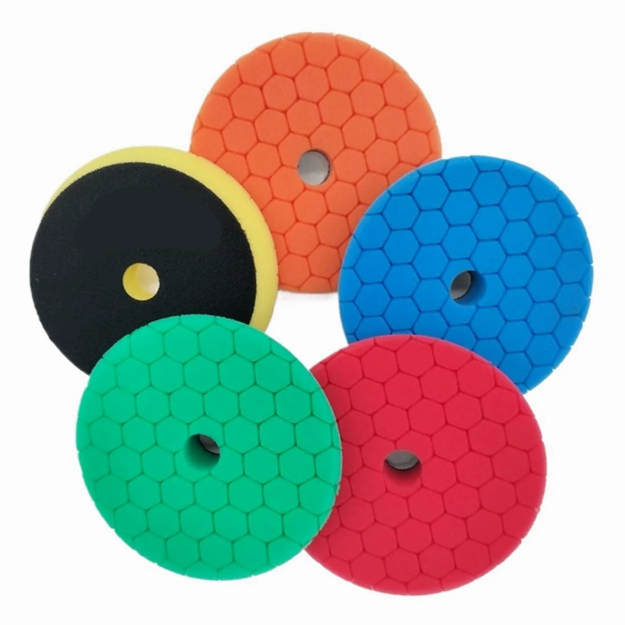 Esponja Pulido para Coche Almohadillas de pulido for coche, esponja espuma 3/5/6 pulgadas, juego almohadillas for pulir herramientas(Yellow x 5pcs,5Inch (125mm))