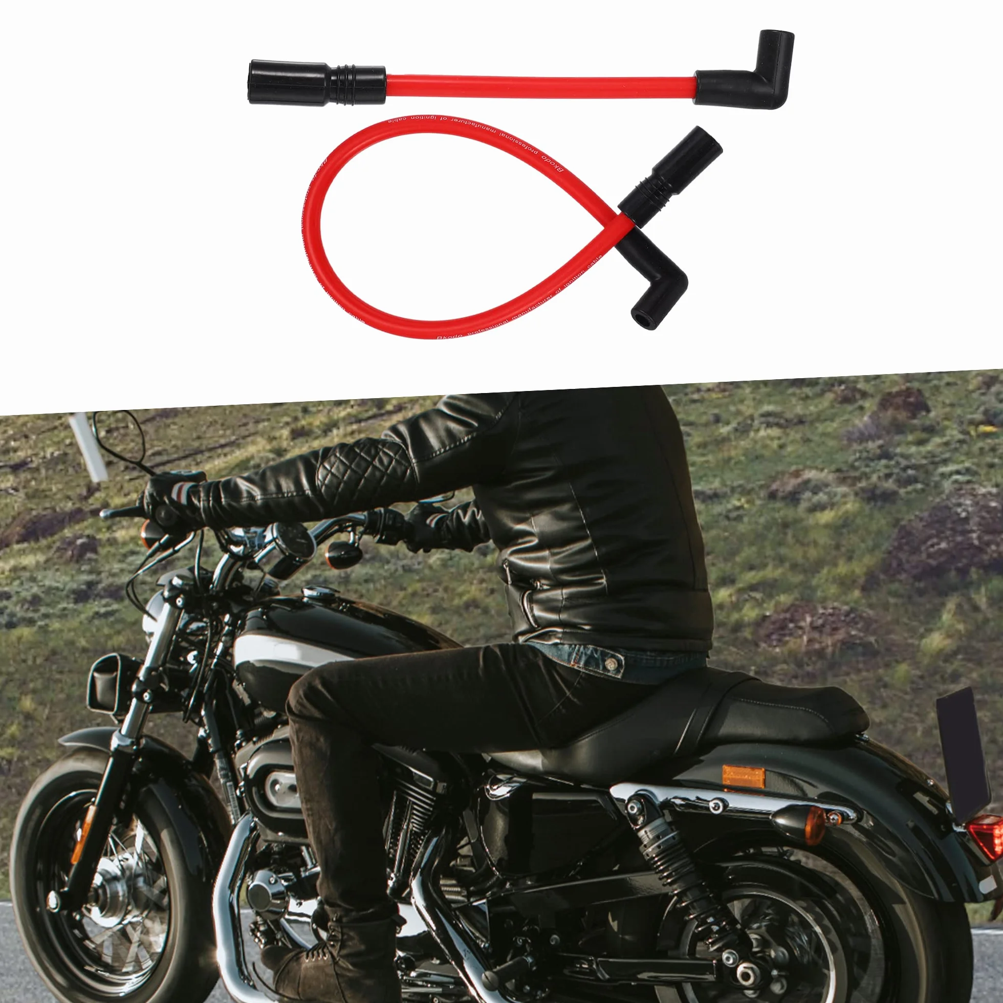 A ABSOPRO Bujía Cable para Harley-Davidson Caucho Rojo (Juego de 2)