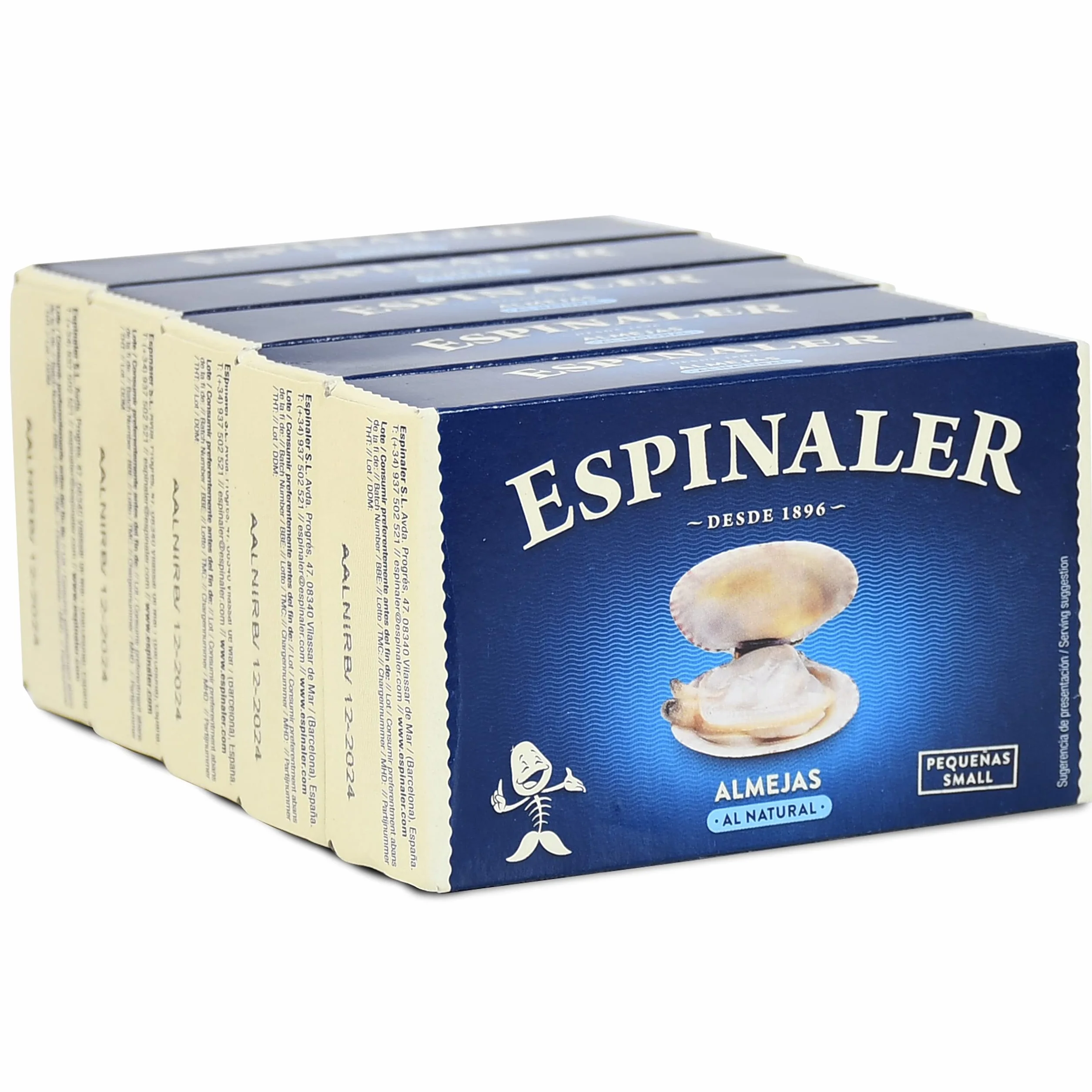 Almejas al natural Espinaler Pack 5 latas Conservas Gourmet