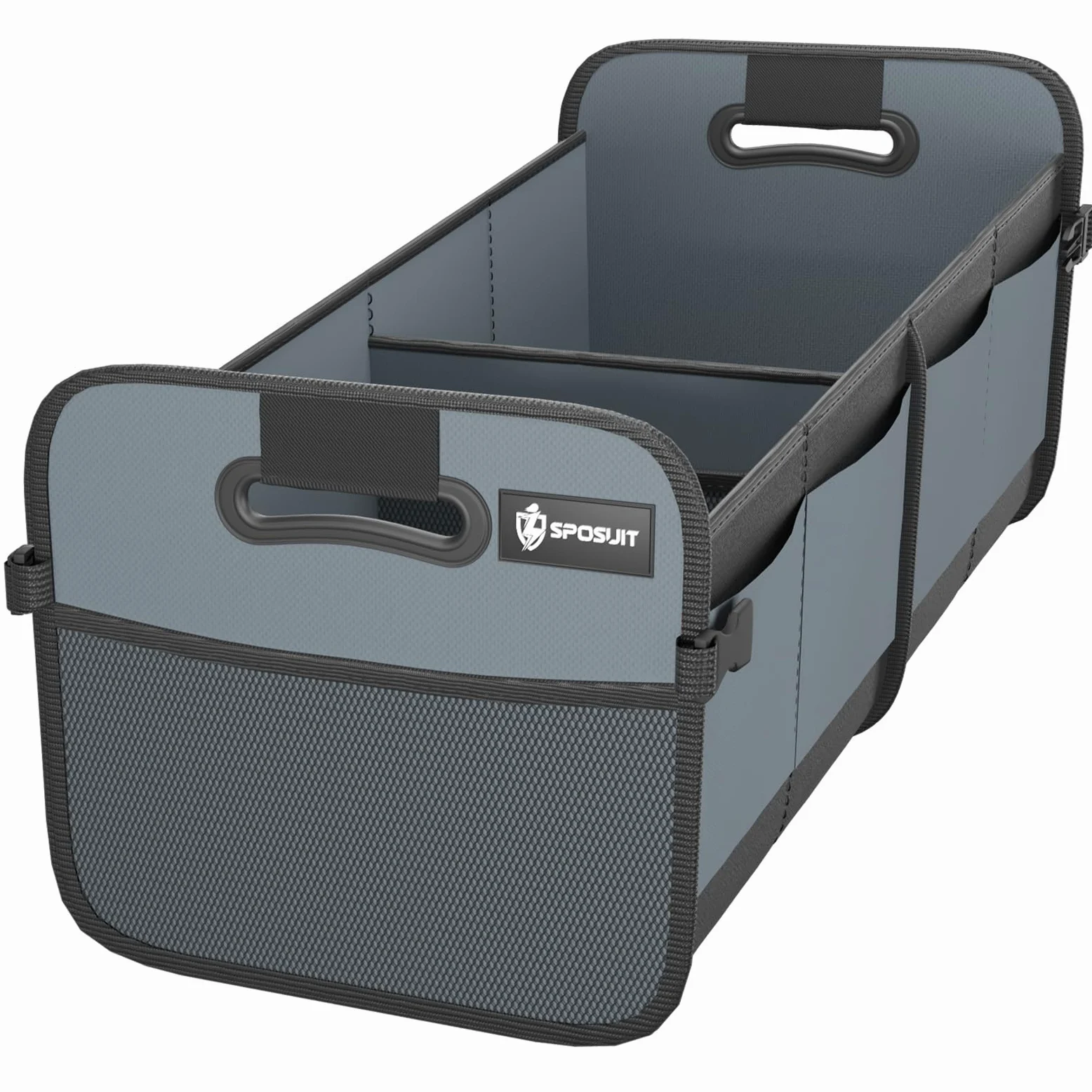 Sposuit Organizador de maletero para coche, plegable, 70 L, con 11 bolsillos y asas reforzadas, organizadores de maletero para SUV para carga de comestibles (gris)