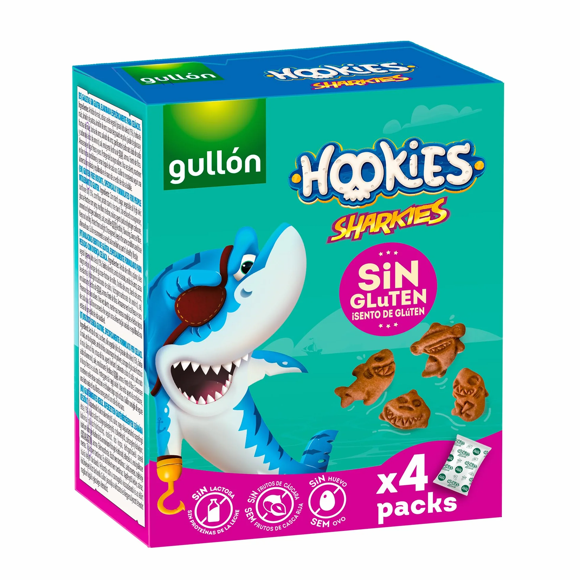 Gullón Galletas Sin Gluten Hookies Mini Sharkies 160g (4x40g)