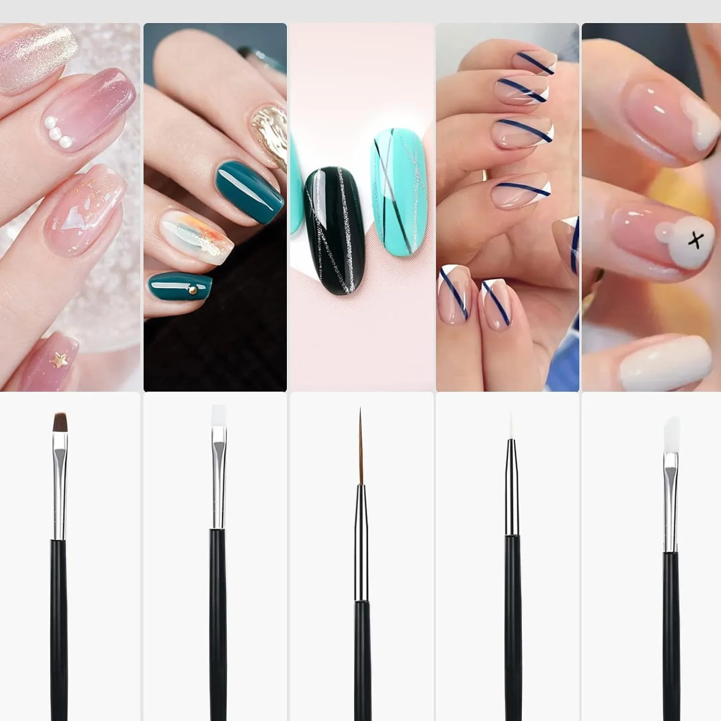 15pcs Pinceles Para Uñas, Pincel Acrílico de Gel Para Diseño de Arte de Uñas DIY