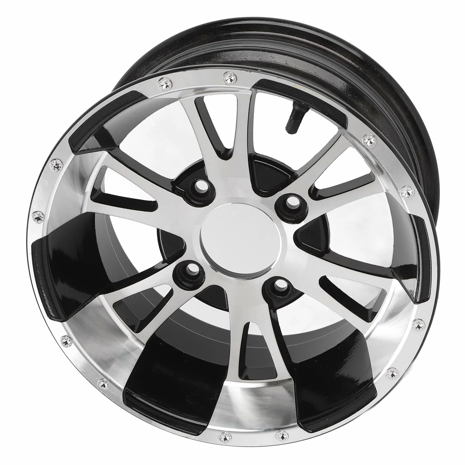 Keenso Llanta de 12 Pulgadas Llanta de Aleación de Aluminio de Rueda ATV Espaciado de 4 Orificios 110 Mm Acabado de Metal Liviano para ATV Go Kart UTV Reemplazo de Quad Uso Todoterreno