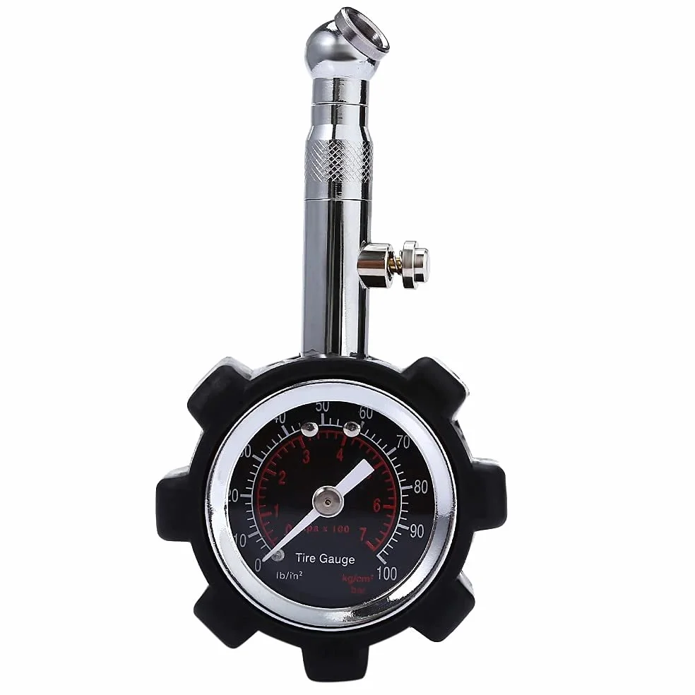 HMTE Manómetro de presión de neumáticos de Alta precisión, Color Negro, 100 PSI, Compatible con manómetro de presión de Aire de Coche preciso, Compatible con Coches, Camiones y Motocicletas