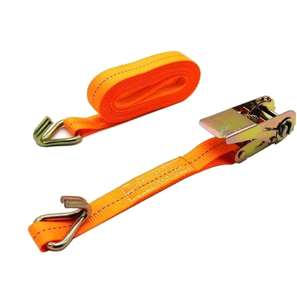 AGAATI 4 Paquetes de Correas de trinquete con Ganchos Planos adecuados para la construcción de Granjas de Camiones Pesados para Camiones (Color: Naranja, tamaño: 25 mm x 7 m)