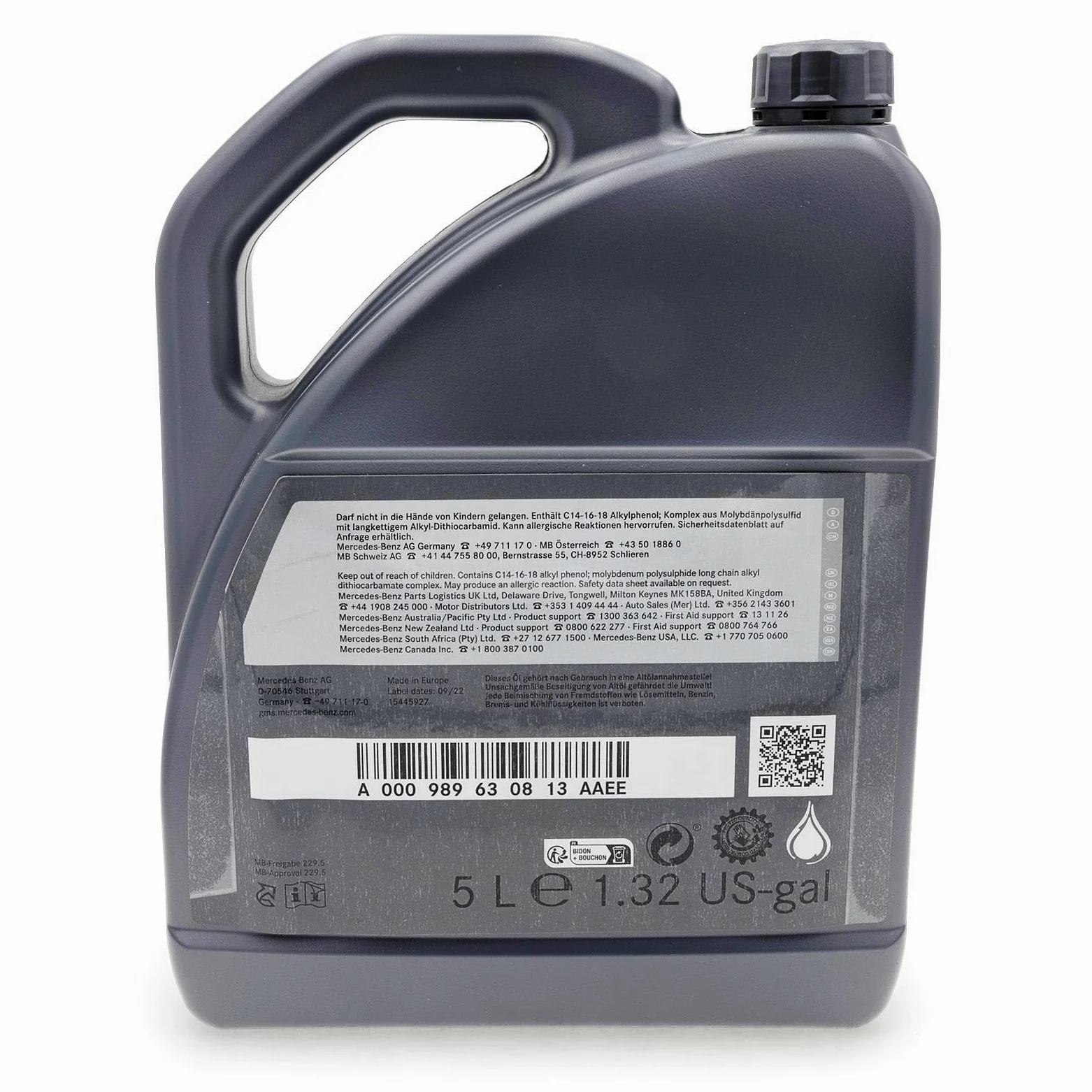 Mercedes-Benz 5W-40 MB 229.5 - Set de aceite de motor original de 10 litros