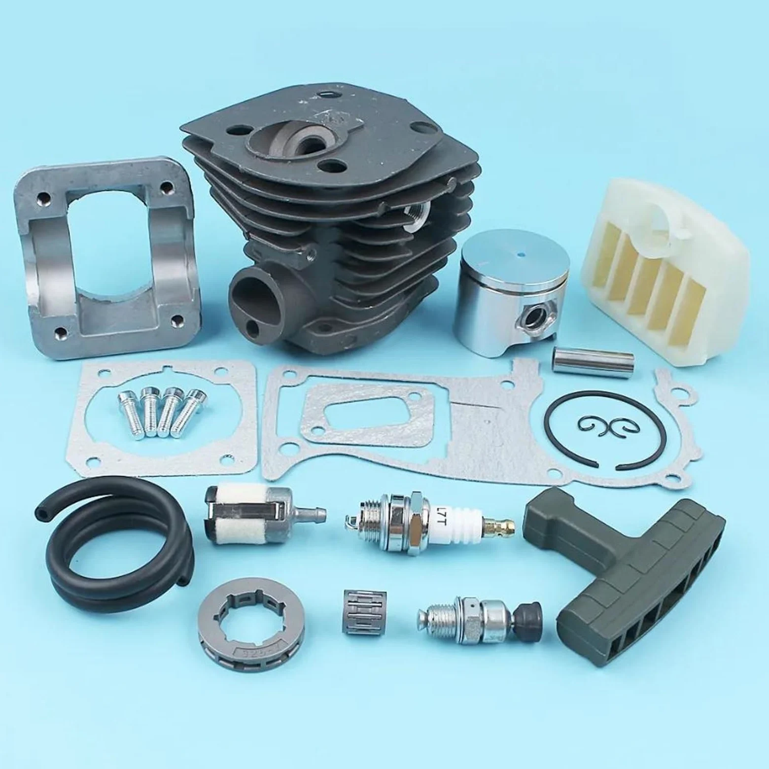 Kit De Juntas De Cárter De Motor De Pistón De Cilindro De 44 Mm para Motosierra para Jonsered CS 2141, 2145, 2149, 2150 Y 2152, con Revestimiento Nikasil. Más Piezas De Reparación.