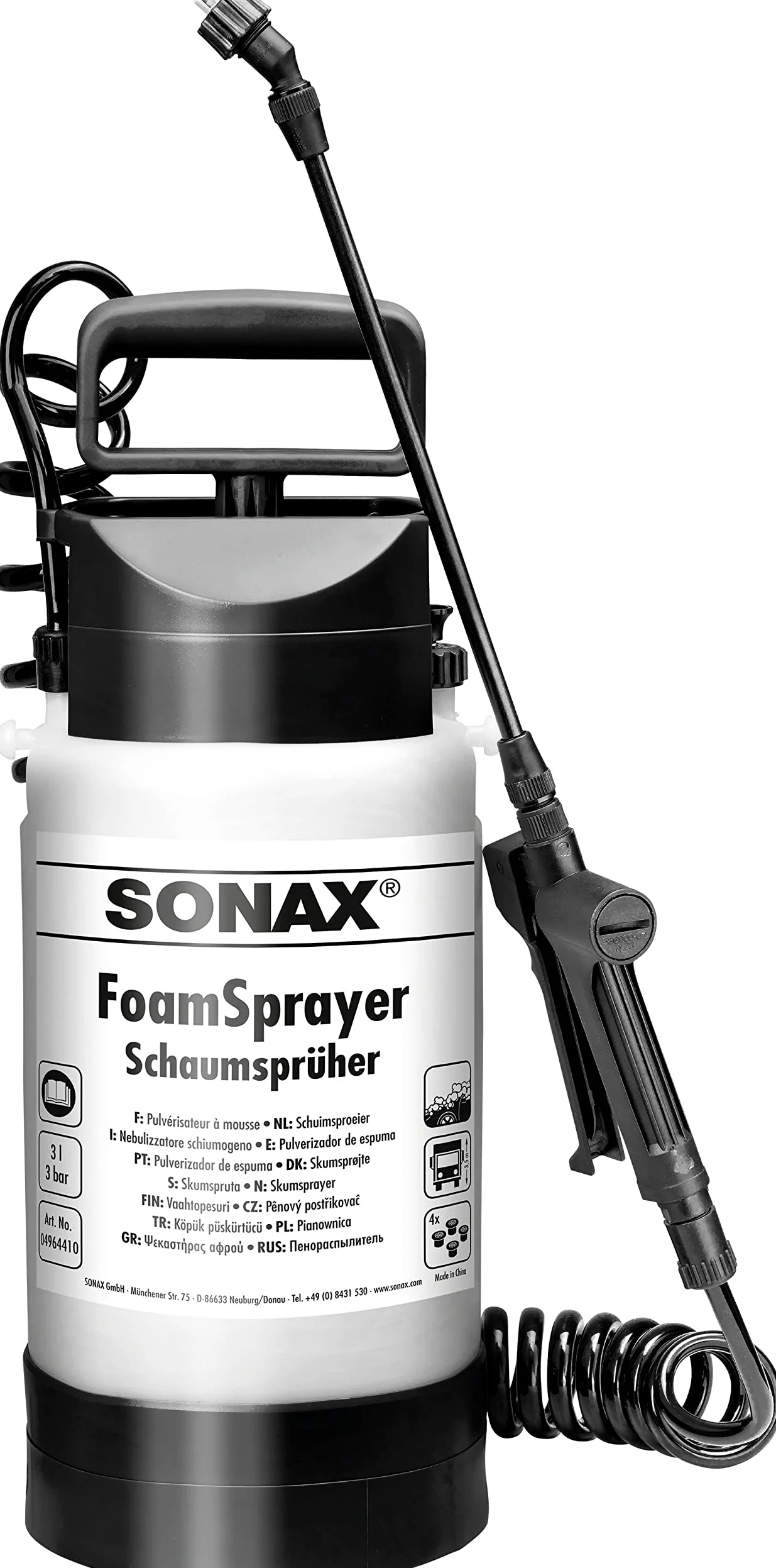 SONAX rociador de espuma (3 l) para reducir el consumo de limpiadores y mejorar el resultado de limpieza | Número de artículo 04964410 | Reducción del consumo de limpiador y mejora el resultado de limpieza