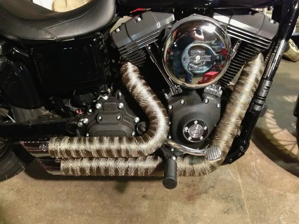 LEDAUT - Rollo de cinta de fibra de vidrio para tubo de escape de titanio de motocicleta, con bridas de acero inoxidable