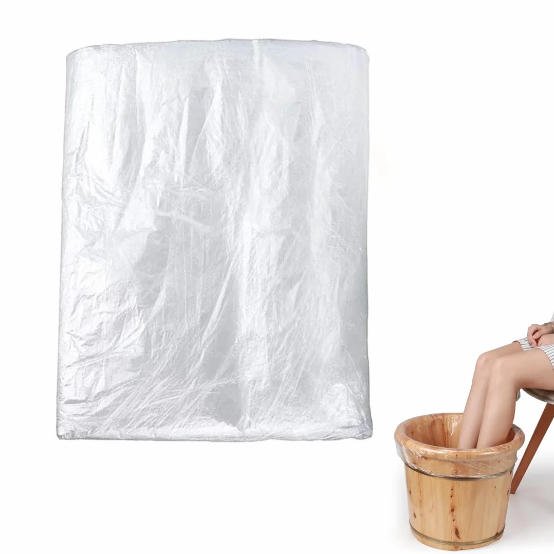 Piezas forros desechables bañera pies bolsas plástico transparente un solo uso spa remojo