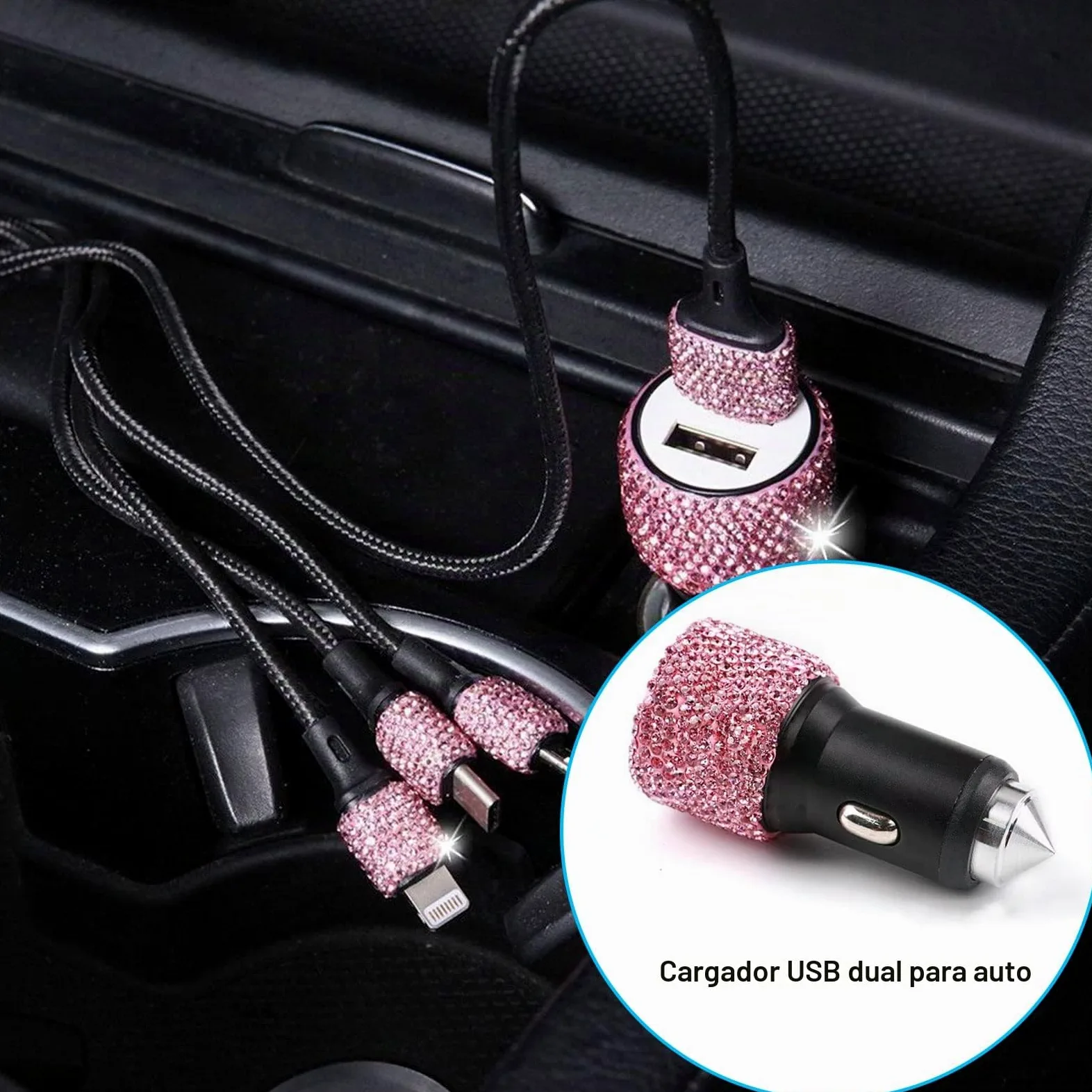 20 piezas Bling Auto Accesorios Interior Mujeres Brillantes Accesorios Bling Car Accessories Soporte para gafas para mujeres, soporte para teléfono móvil, anillo de encendido