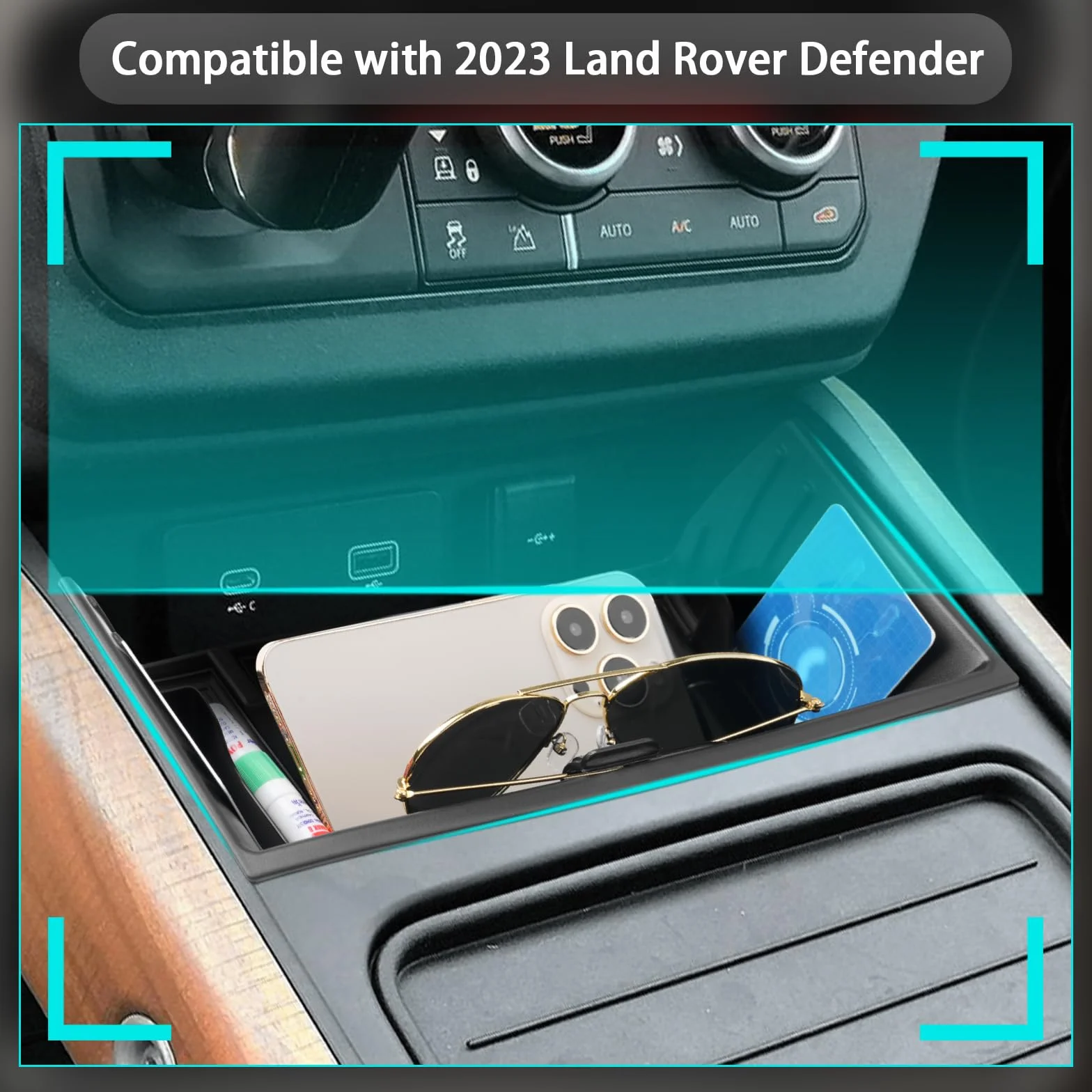CDEFG Compatible con Land Rover Defender 90 110 130 2023 2024 consola central organizador caja de almacenamiento guantera Defender 90 110 130 2024 accesorios