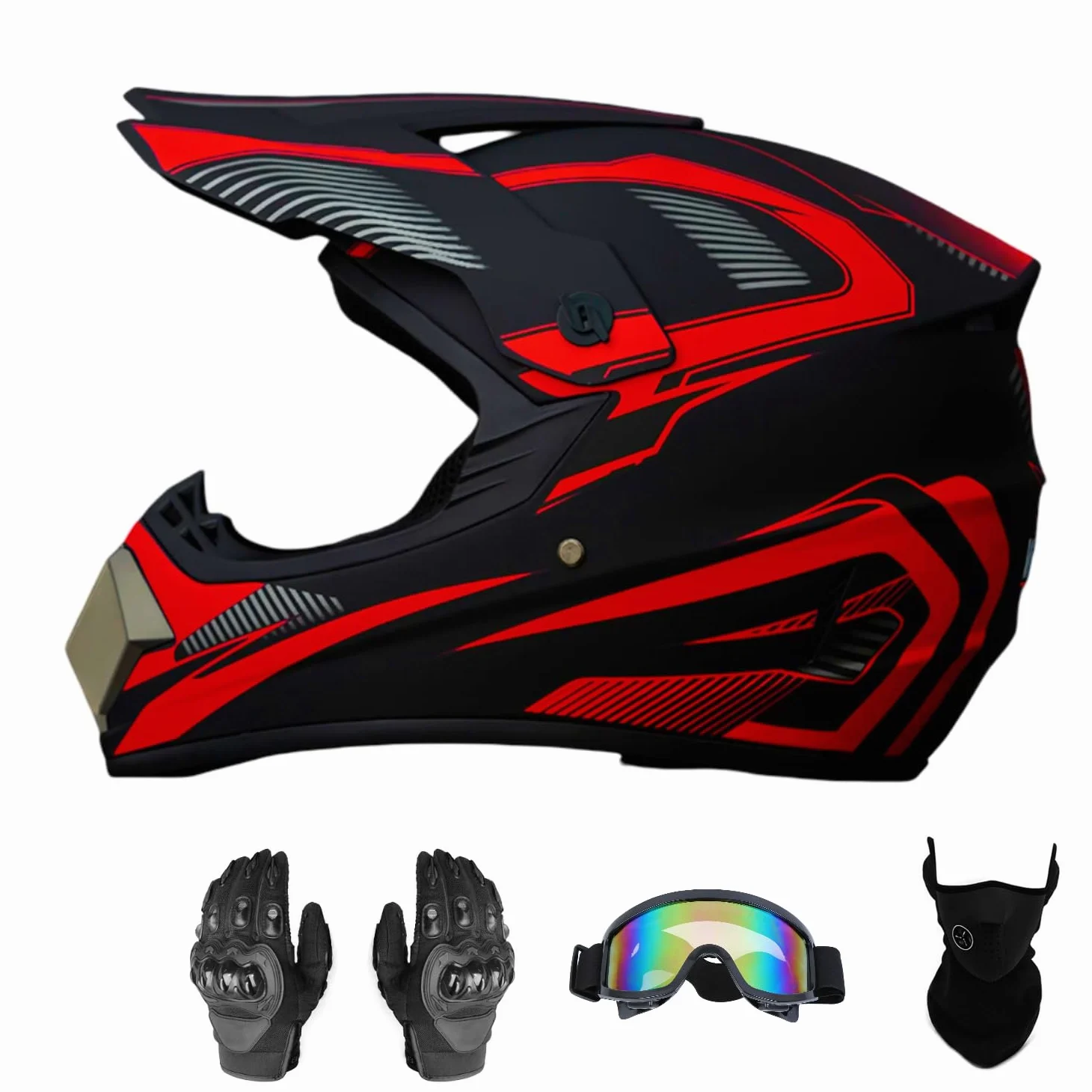 Casco Motocross Casco Offroad ATV Casco Dot Casco Dirt Bike Unisex Joven Casco de Moto con Guantes Gafas Máscara