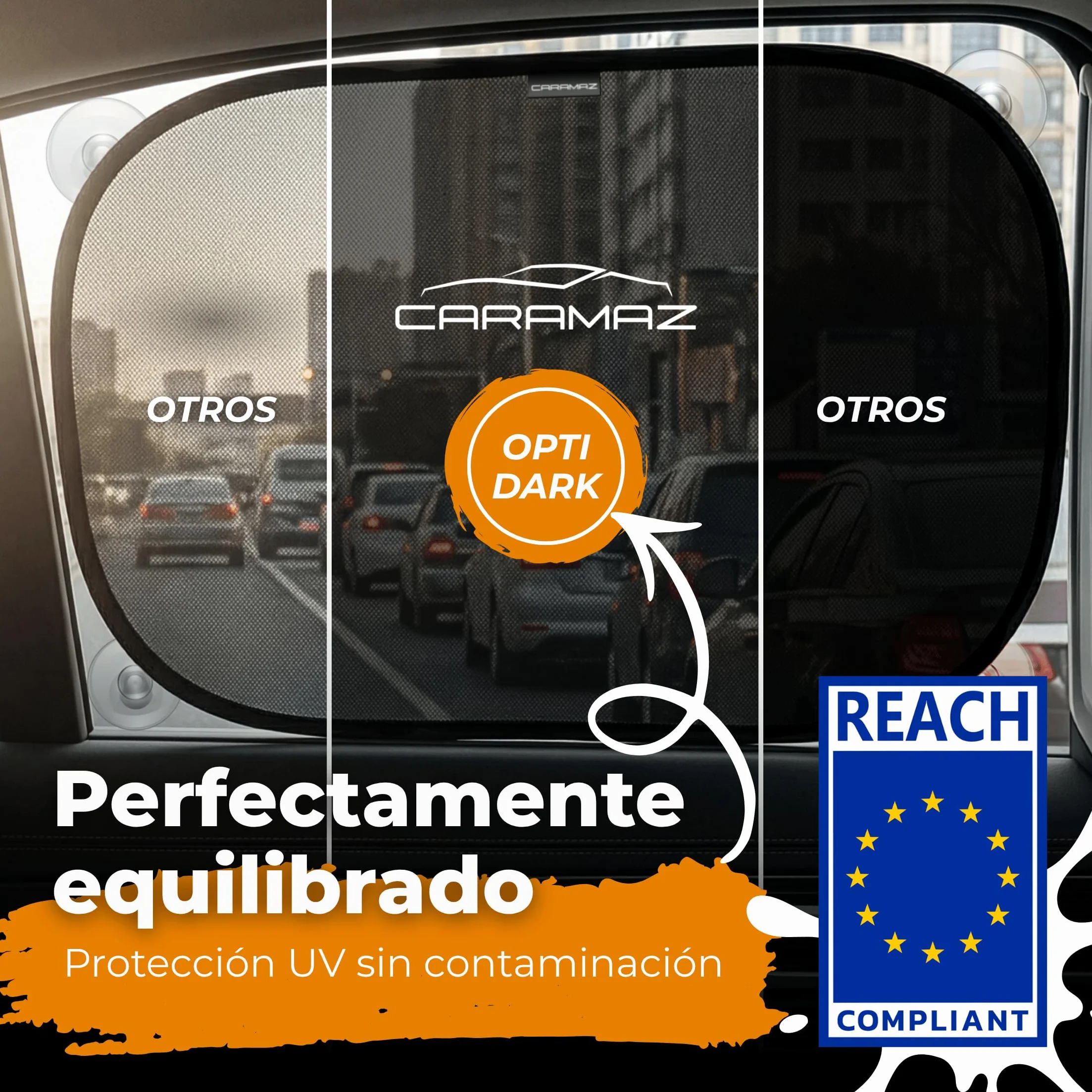 Parasol Coche Protección UV Certificada Óptima Oscuridad Autoadhesivo 51x31 cm Negro para Bebés y Mascotas