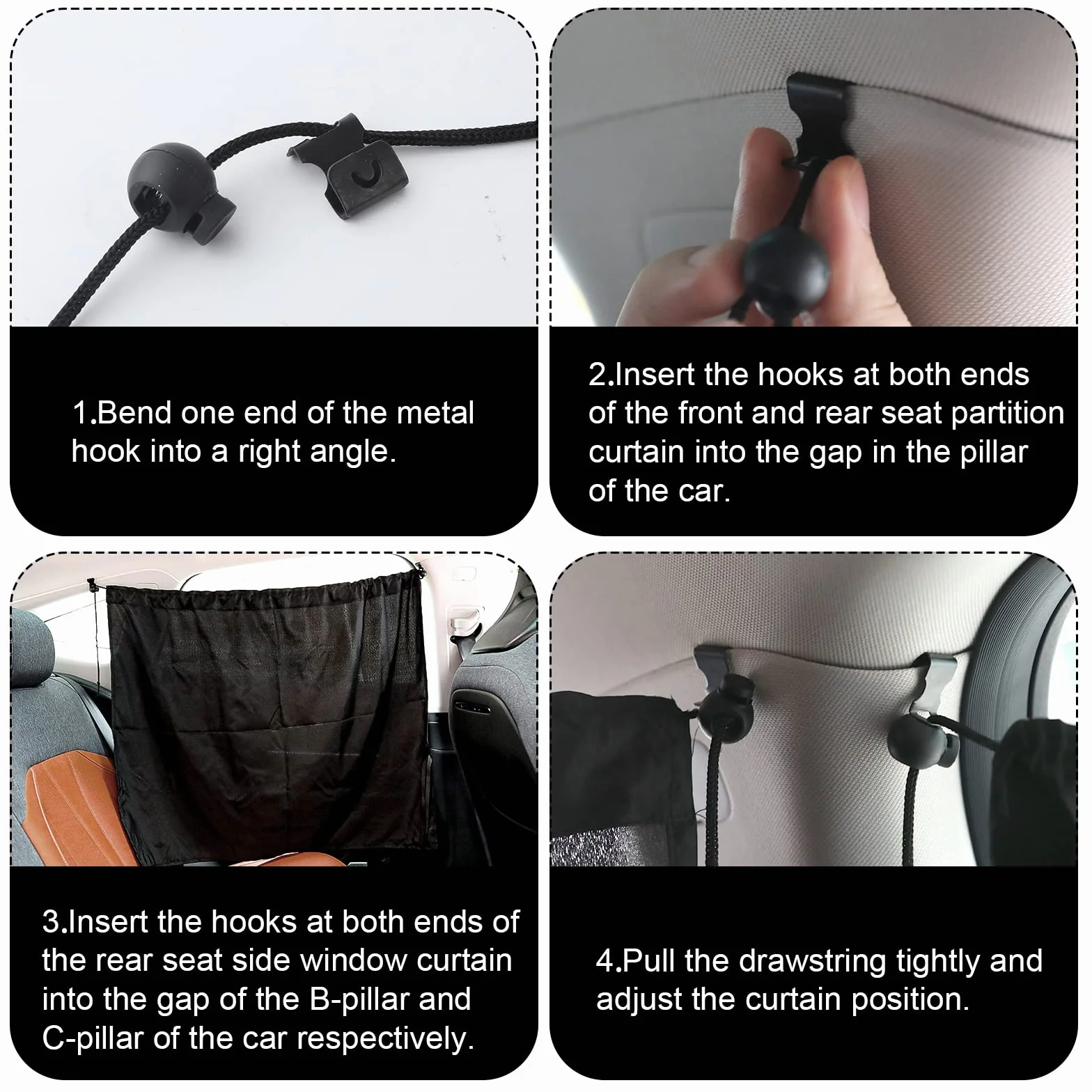 SAVITA 3 Uds Cortina para Auto, 1 Juego de Cortinas de Privacidad Parasol con 1 Asiento Trasero y 2 Laterales Cortina Divisoria para Ventanas Cortinas de Privacidad para Autos para Acampar Viajar
