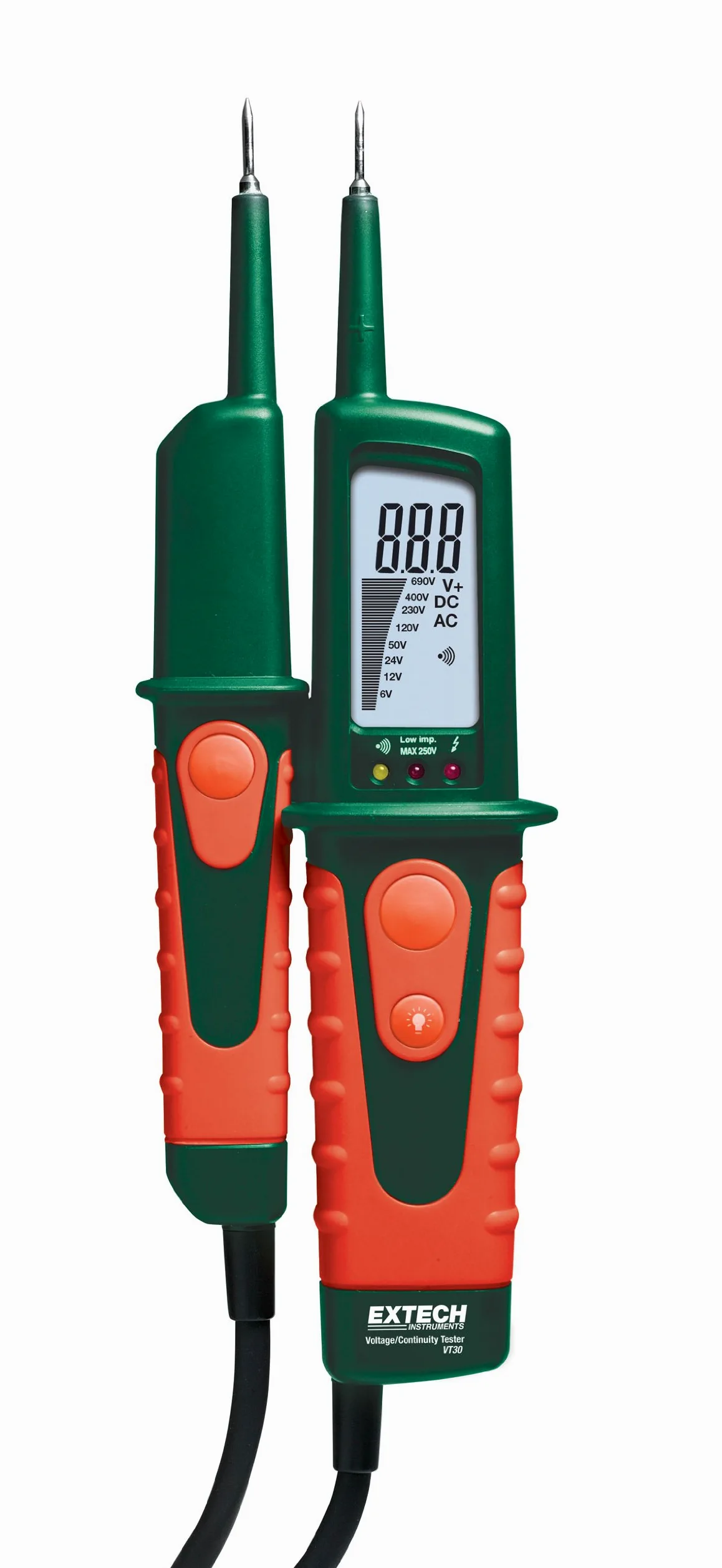 Extech VT30 Multifunktions-Spannungstester, 12-600V AC/DC | Spannung 12-600V AC/DC, Durchgang, Phasendrehung, hintergrundbel. LCD, LED, Taschenlampe, CAT III