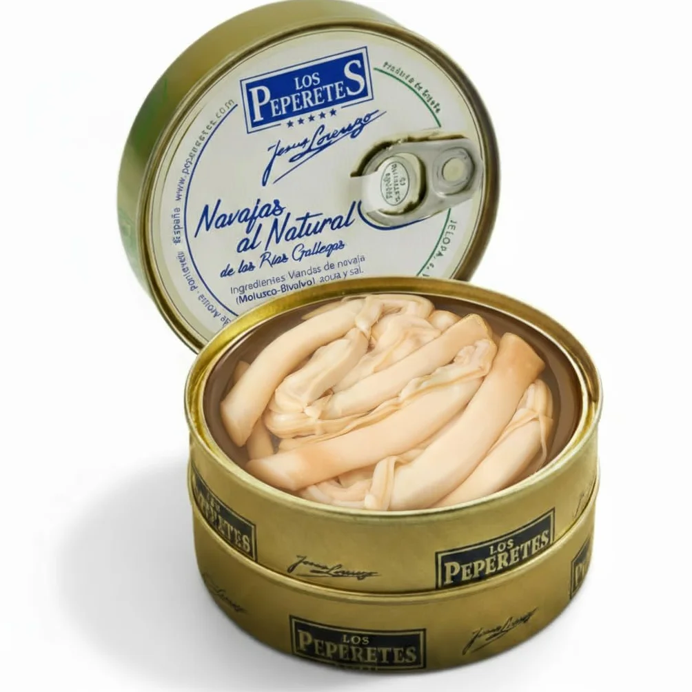 LOS PEPERETES Navajas Finisterre al Natural 120 g Lata Marisco Gallego Gourmet 10-12 Piezas