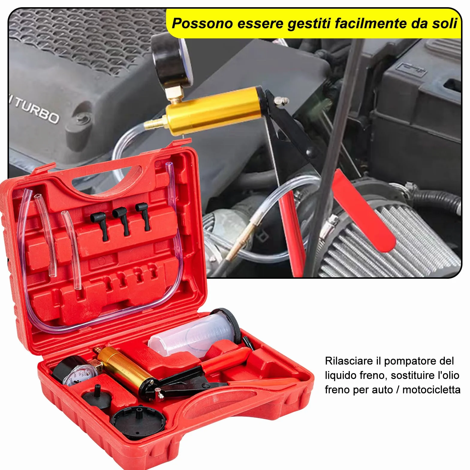 Kit profesional para purga de líquido de frenos, bomba manual para vaciar fácilmente los frenos de coche y moto